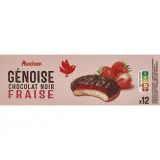 AUCHAN Génoises nappées de chocolat noir saveur fraise