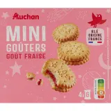 AUCHAN Biscuits mini goûters fourrés à la fraise