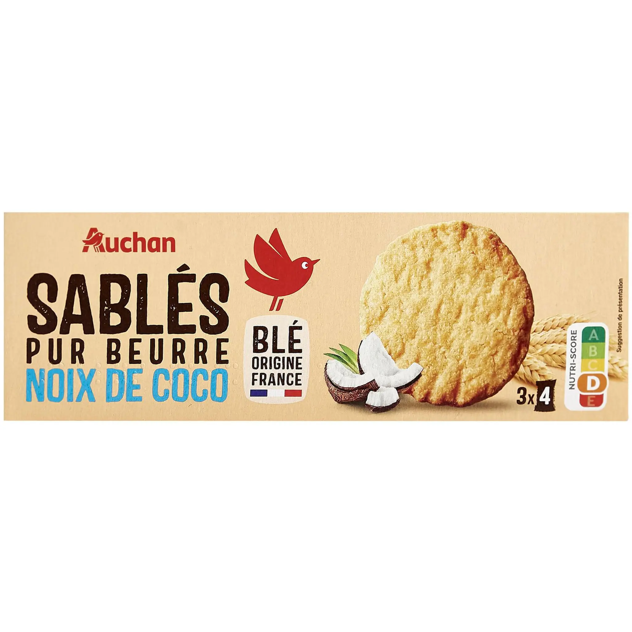 AUCHAN Sablés pur beurre noix de coco