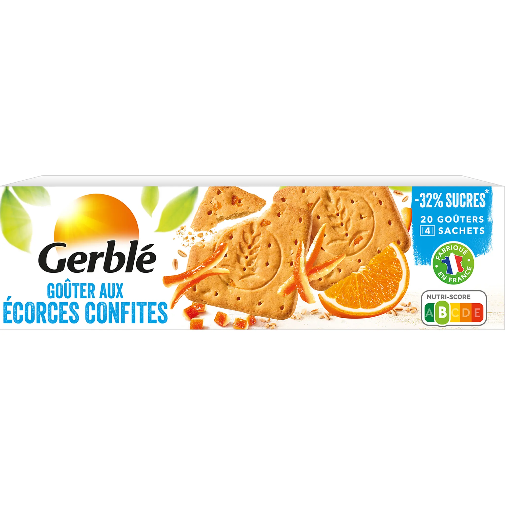 GERBLE Biscuits goûter aux écorces confites sachets fraîcheur