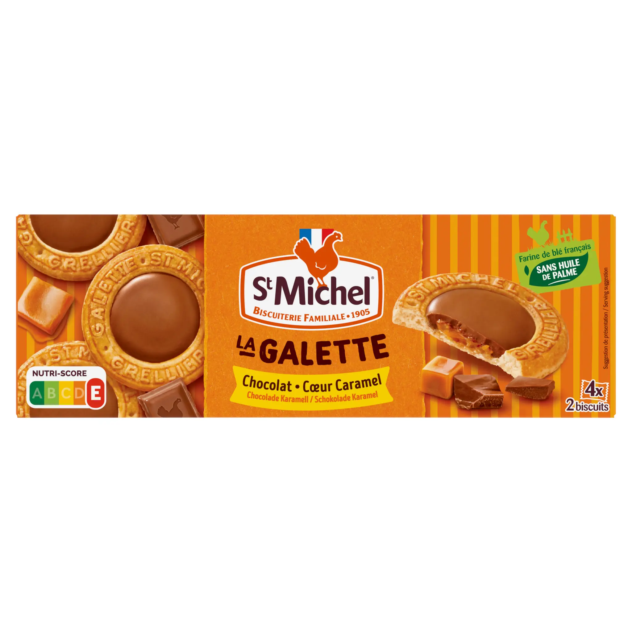 ST MICHEL Galettes fourrées au chocolat au lait et caramel