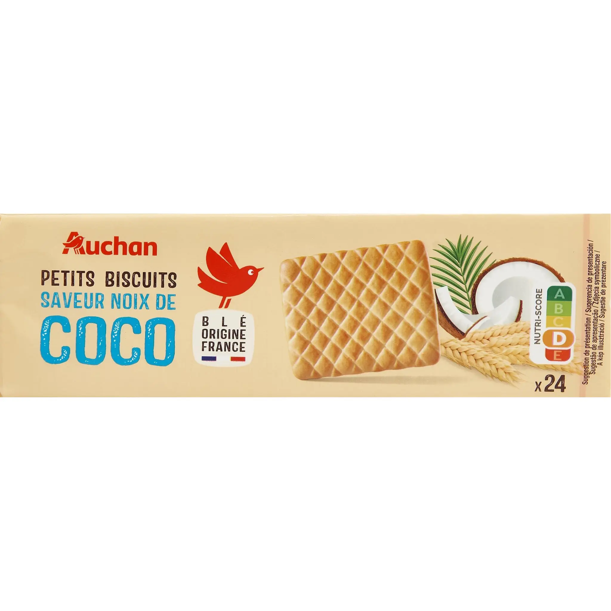 AUCHAN Petits biscuits saveur noix de coco