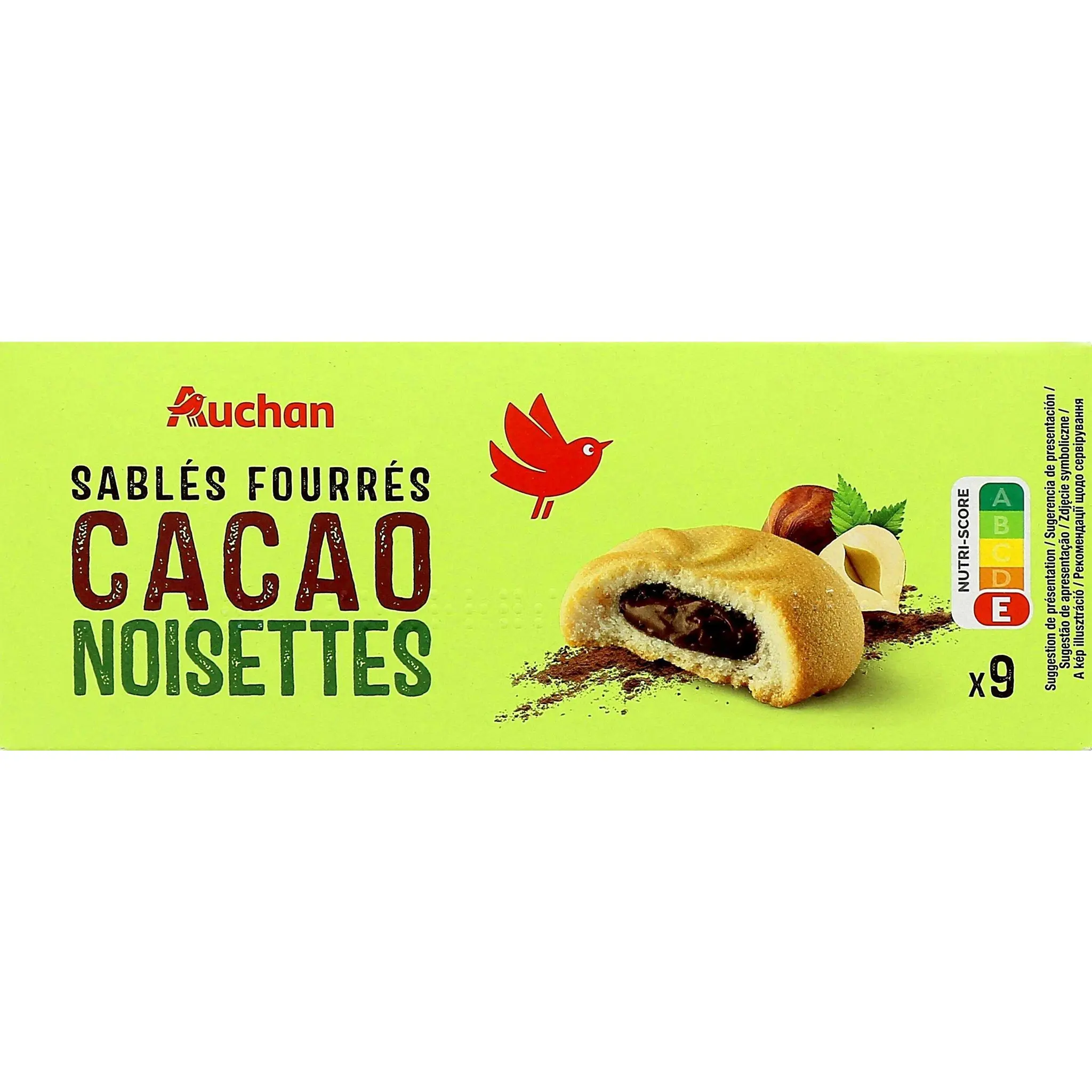 AUCHAN Sablés fourrés cacao noisettes