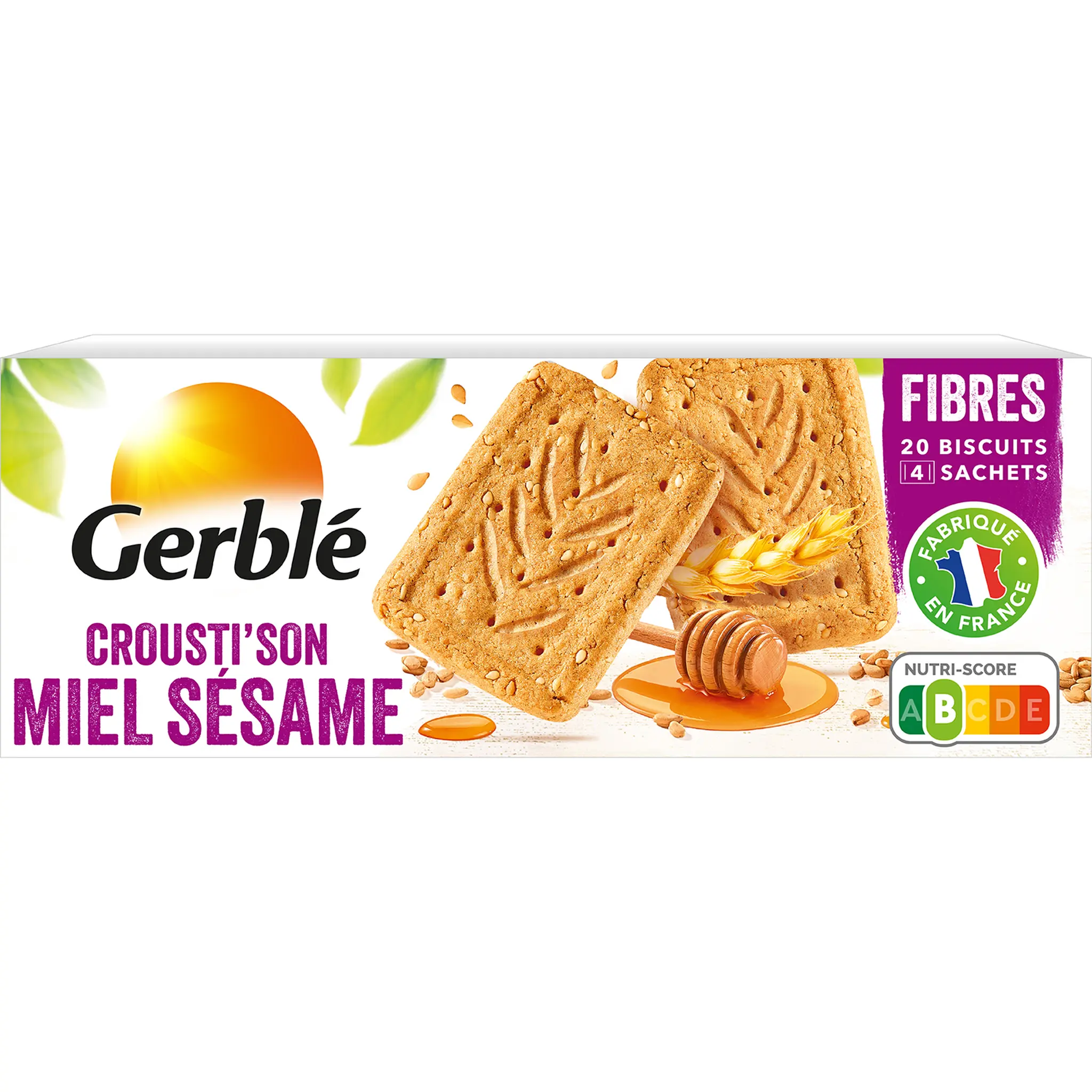 GERBLE Biscuits crousti'son miel sésame sachets fraîcheur