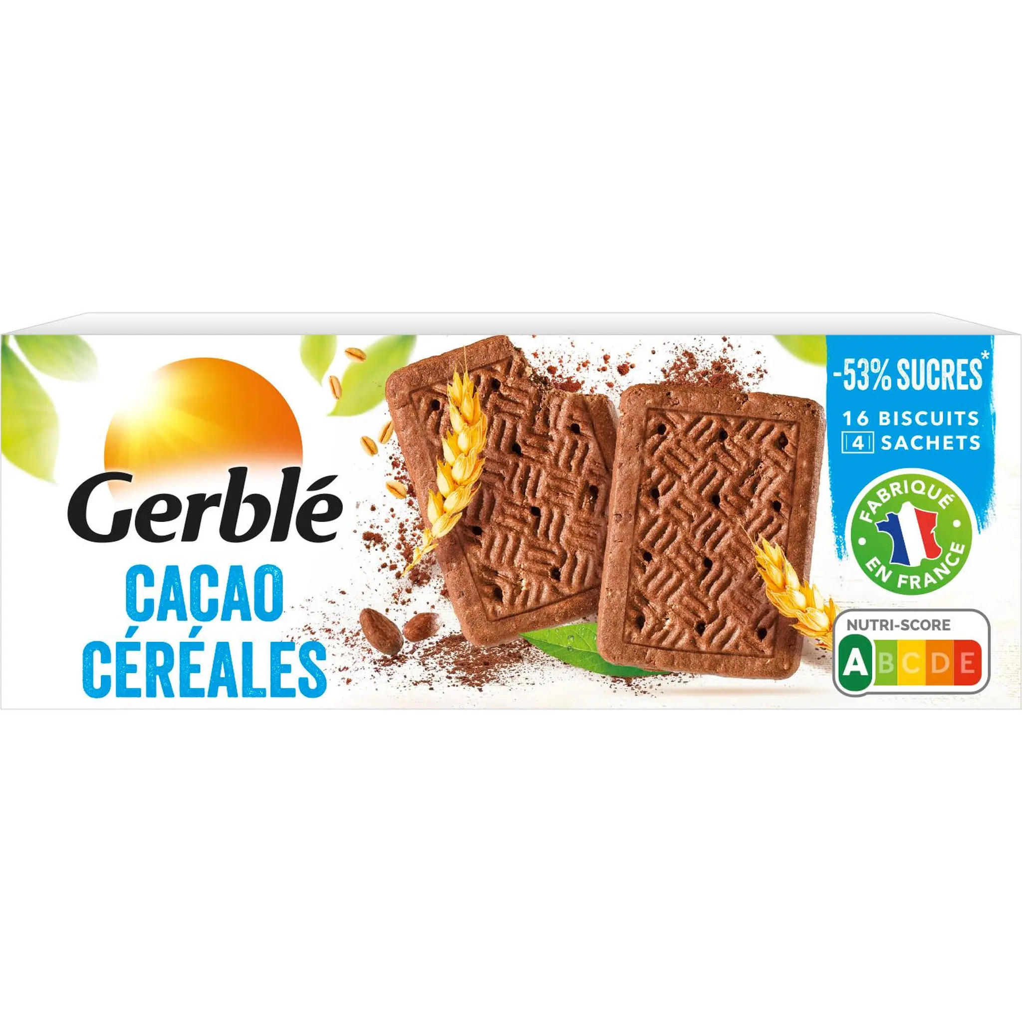 GERBLE Biscuits au cacao et aux céréales sachets fraîcheur