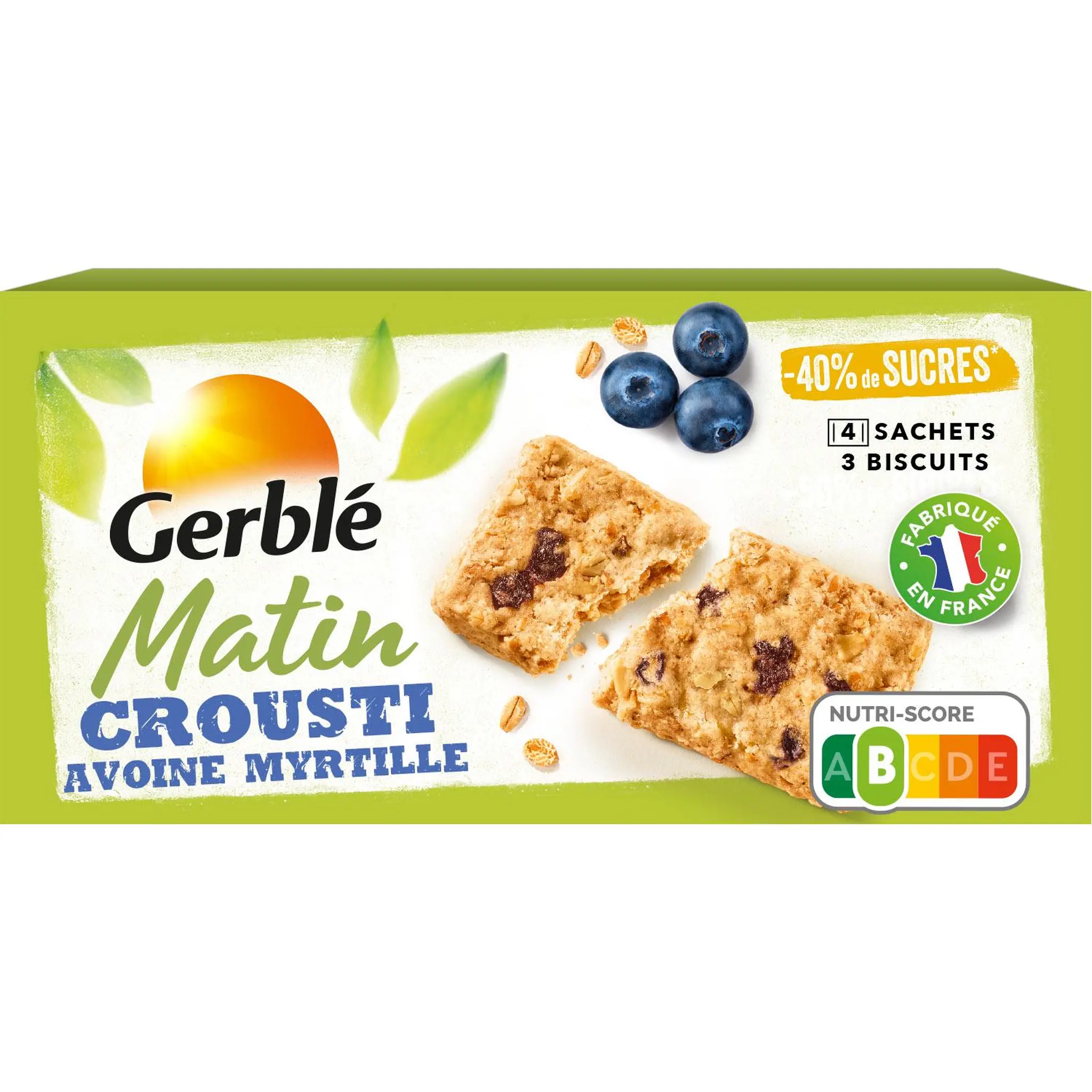 GERBLE Matin biscuits crousti à l'avoine et à la myrtille