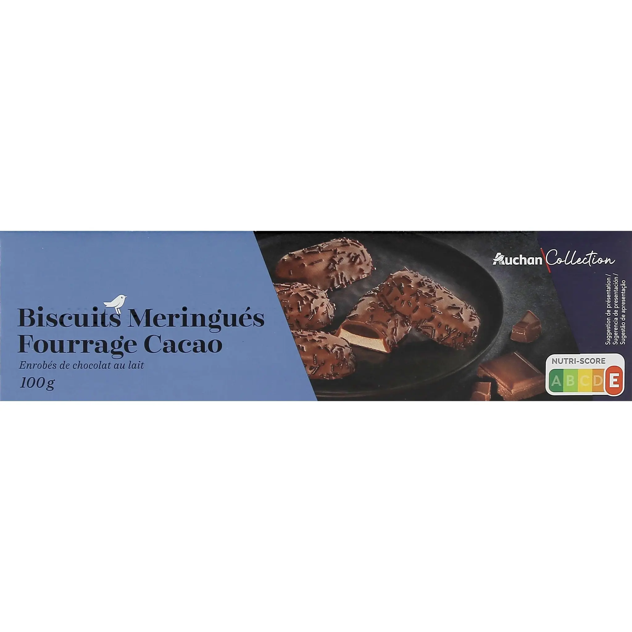 AUCHAN COLLECTION Biscuits meringués fourrage cacao