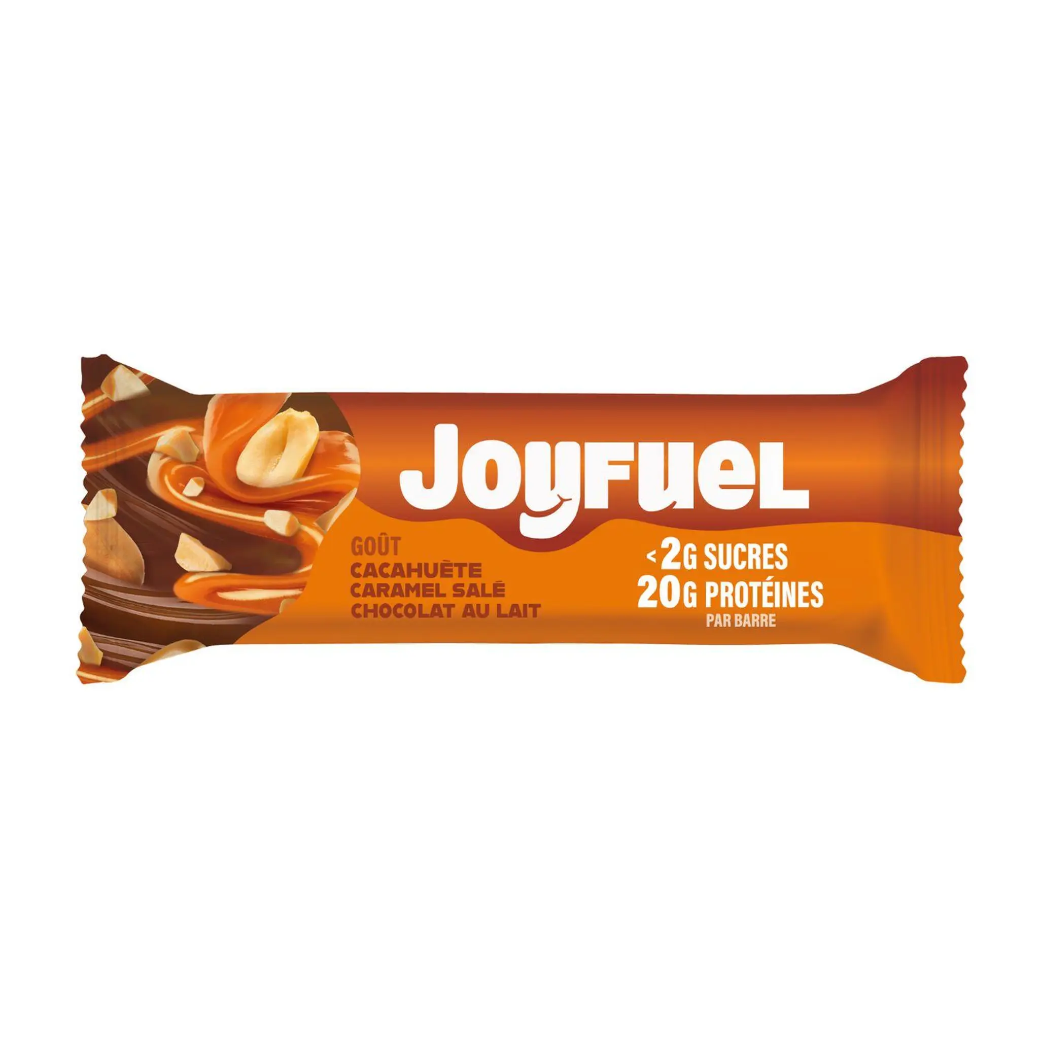 JOYFUEL Barre protéinée goûts chocolat au lait cacahuètes et caramel