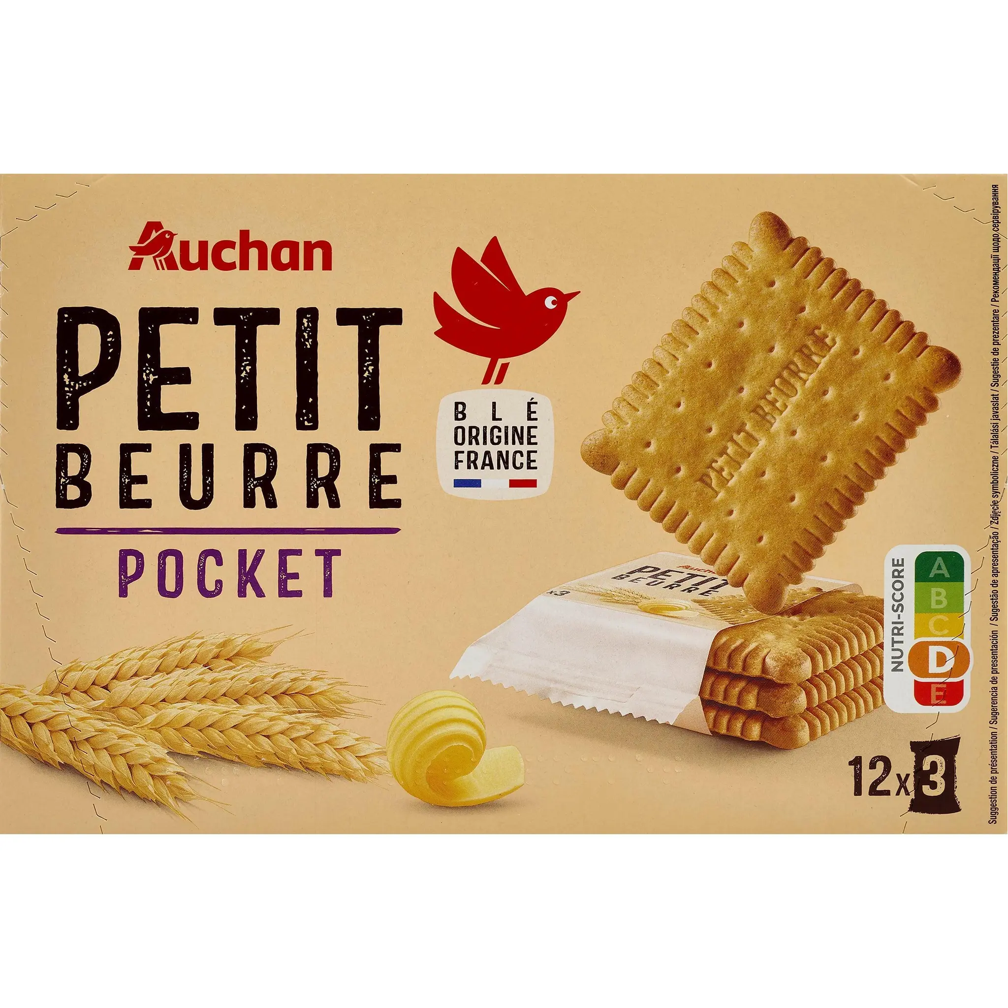 AUCHAN Biscuits petit beurre sachets fraîcheur