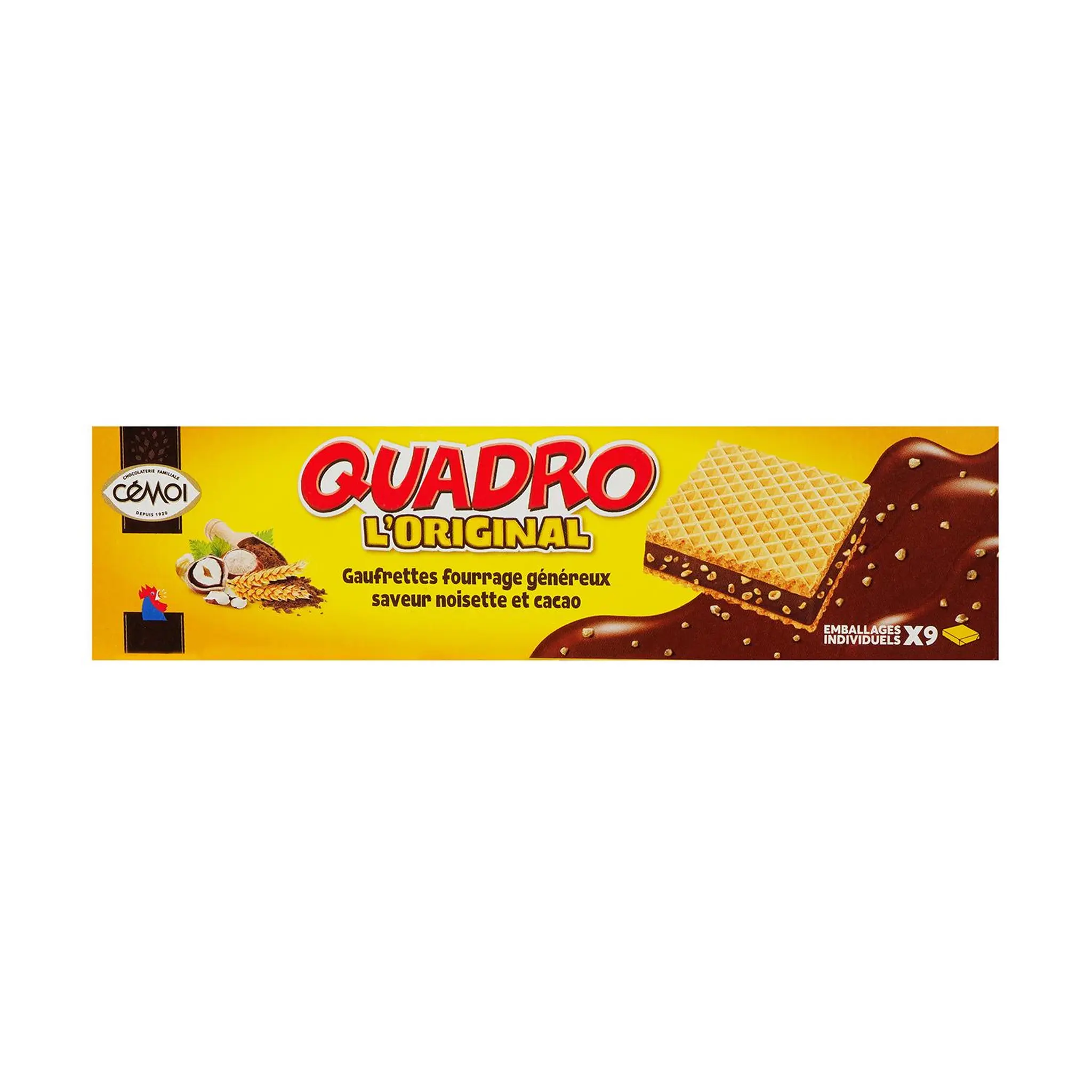 CEMOI Quadro gaufrettes fourrées au praliné saveur noisette et cacao