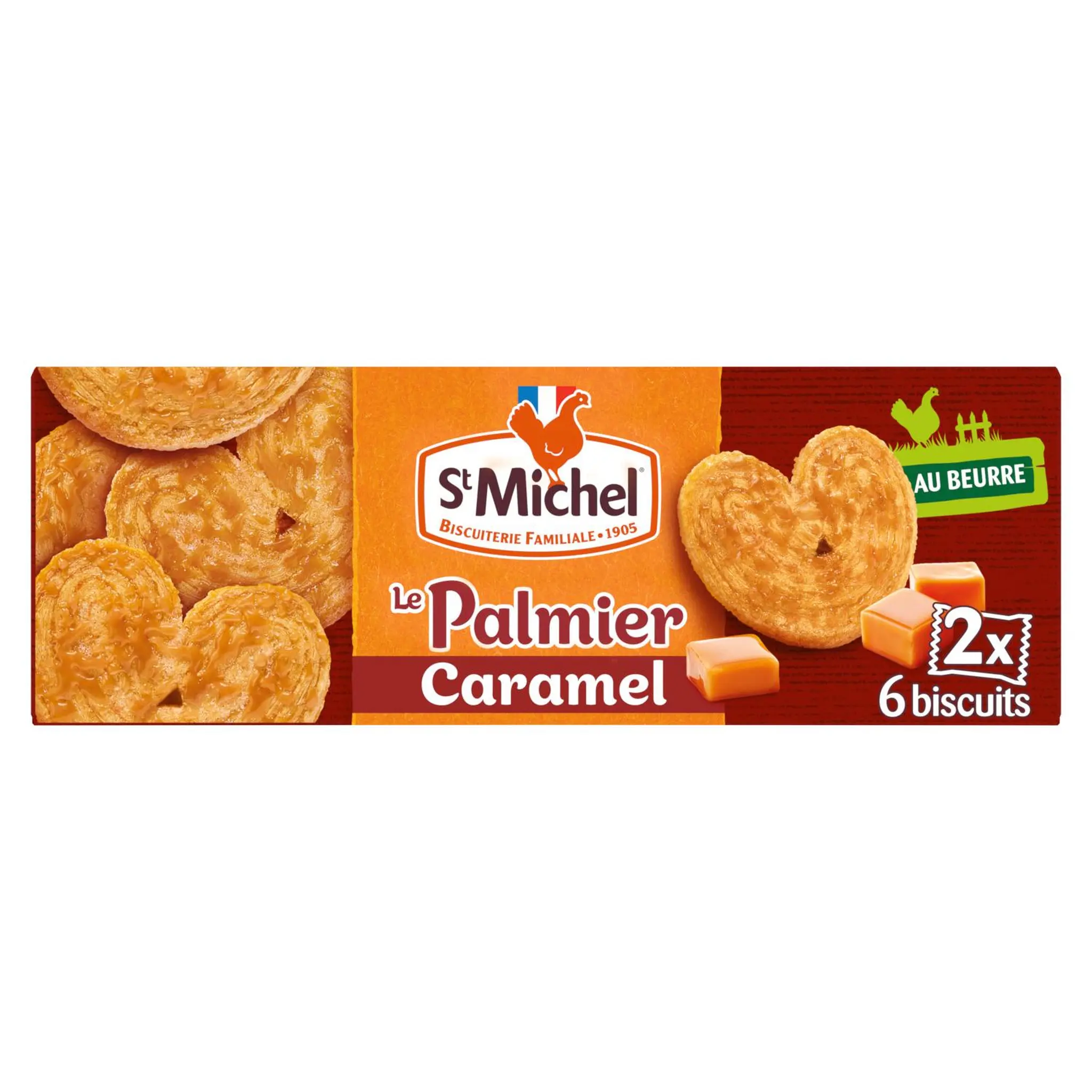 ST MICHEL Palmiers au caramel biscuits feuilletés et croustillants sachets fraîcheur