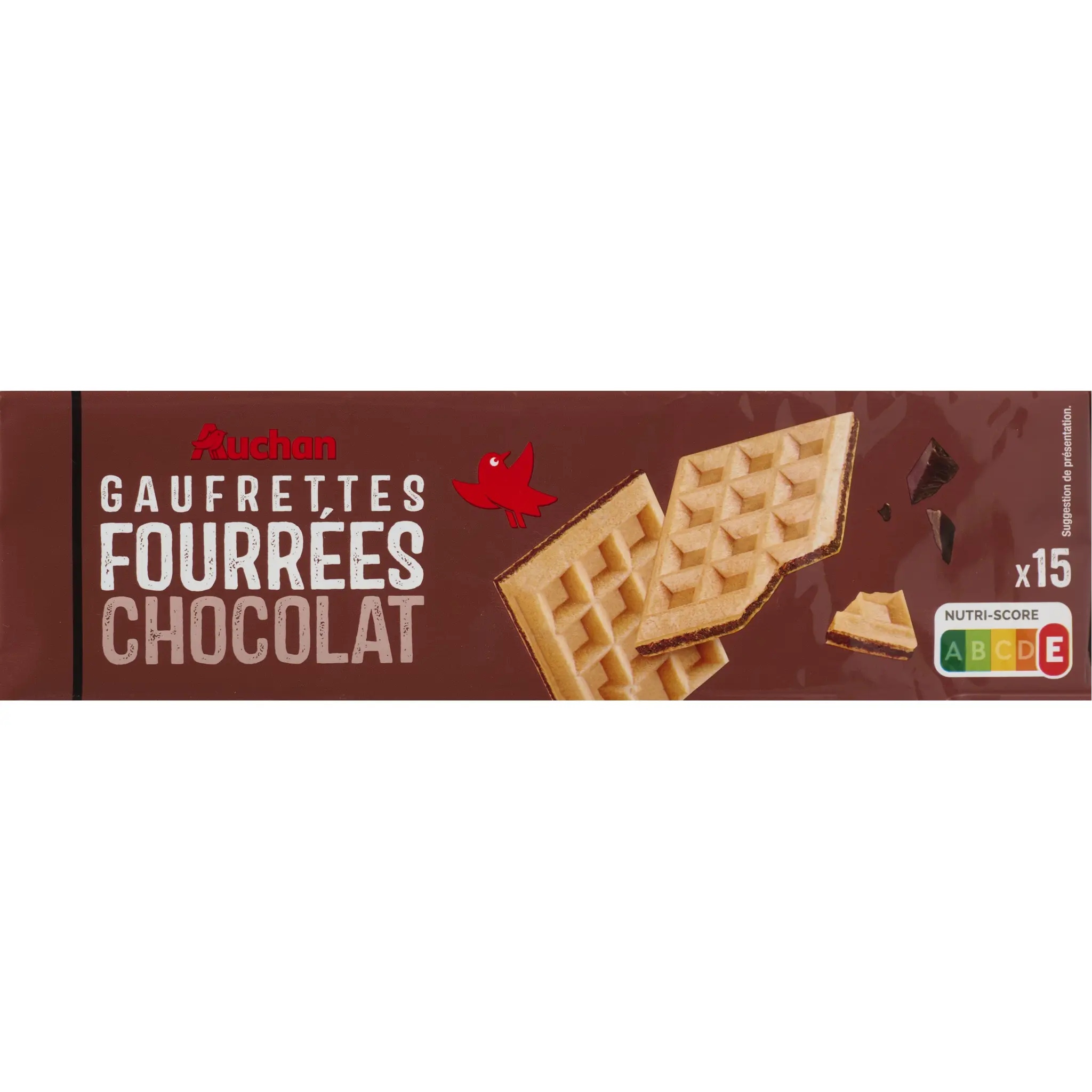 AUCHAN Gaufrettes légère fourrées au chocolat