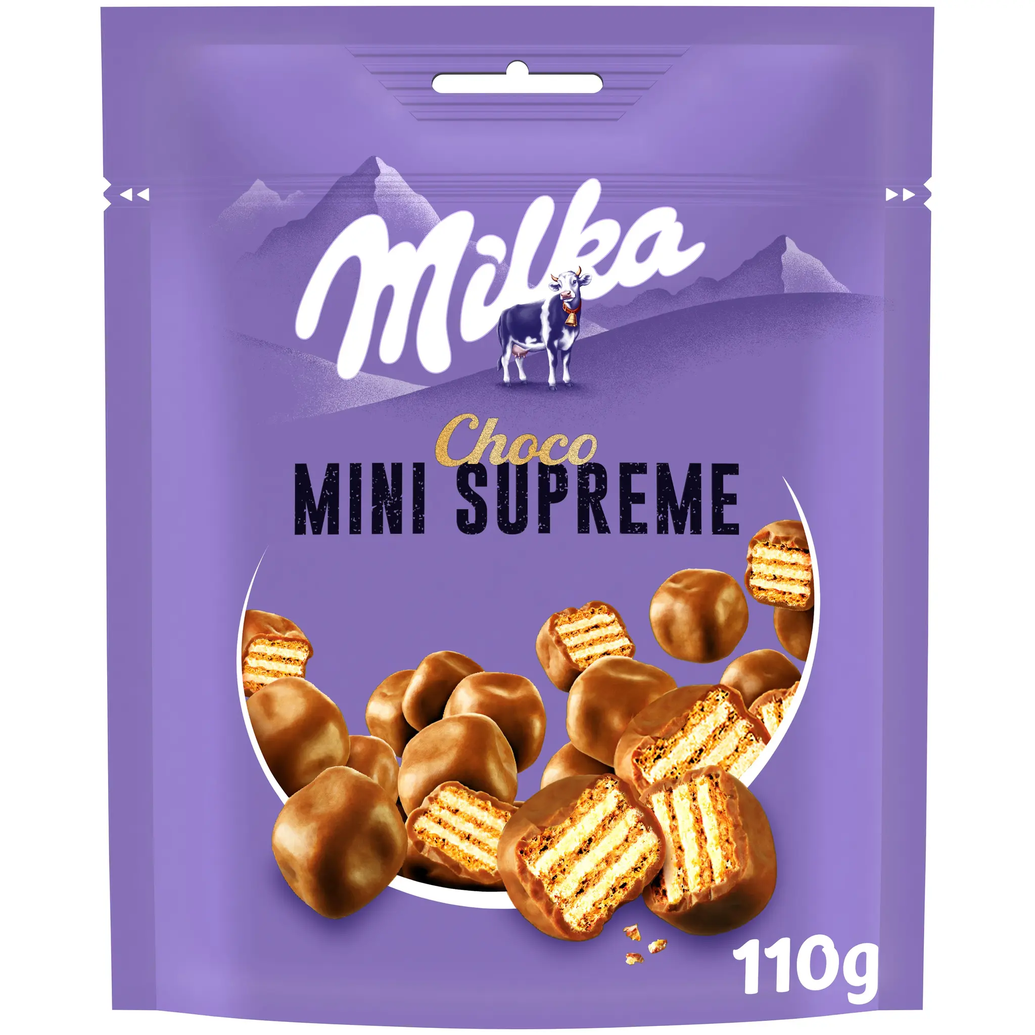 MILKA Mini suprême biscuits gaufrettes enrobées de chocolat au lait