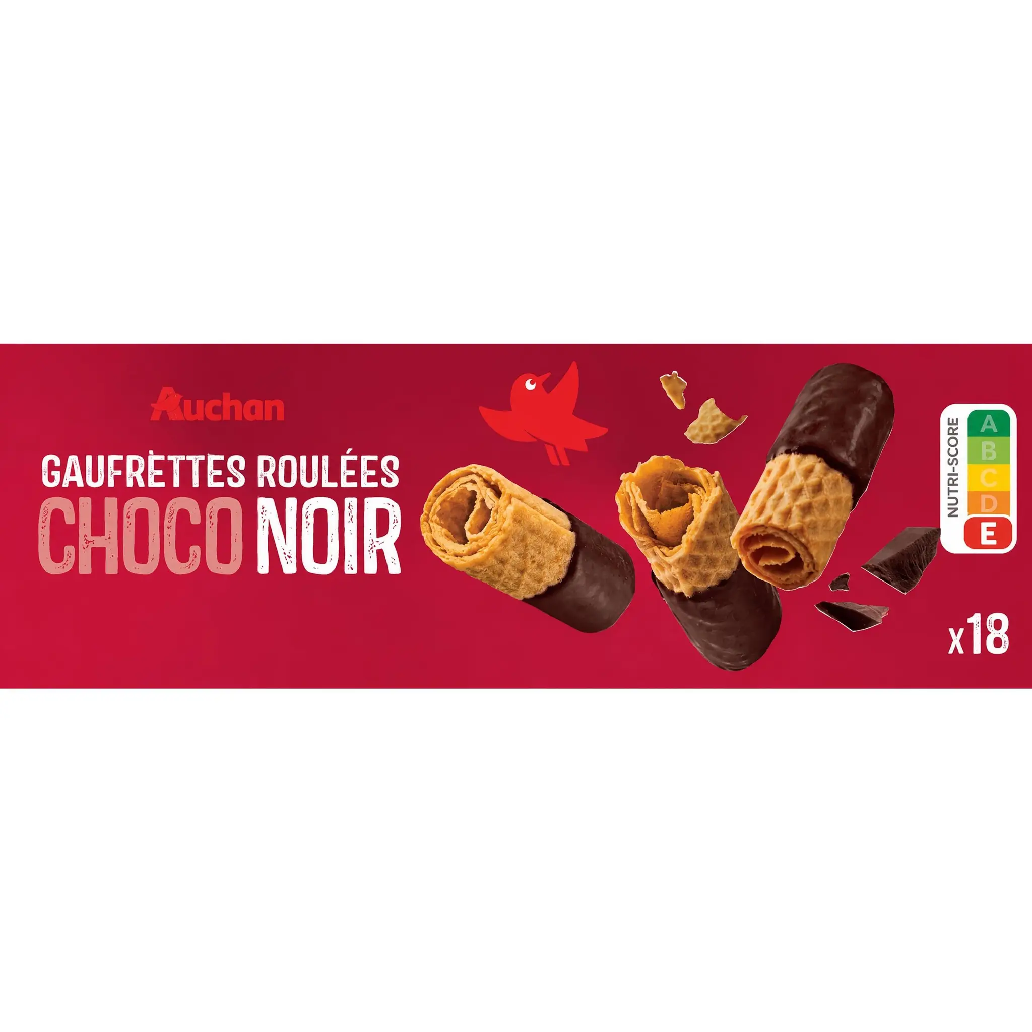 AUCHAN Gaufrettes roulées au chocolat noir