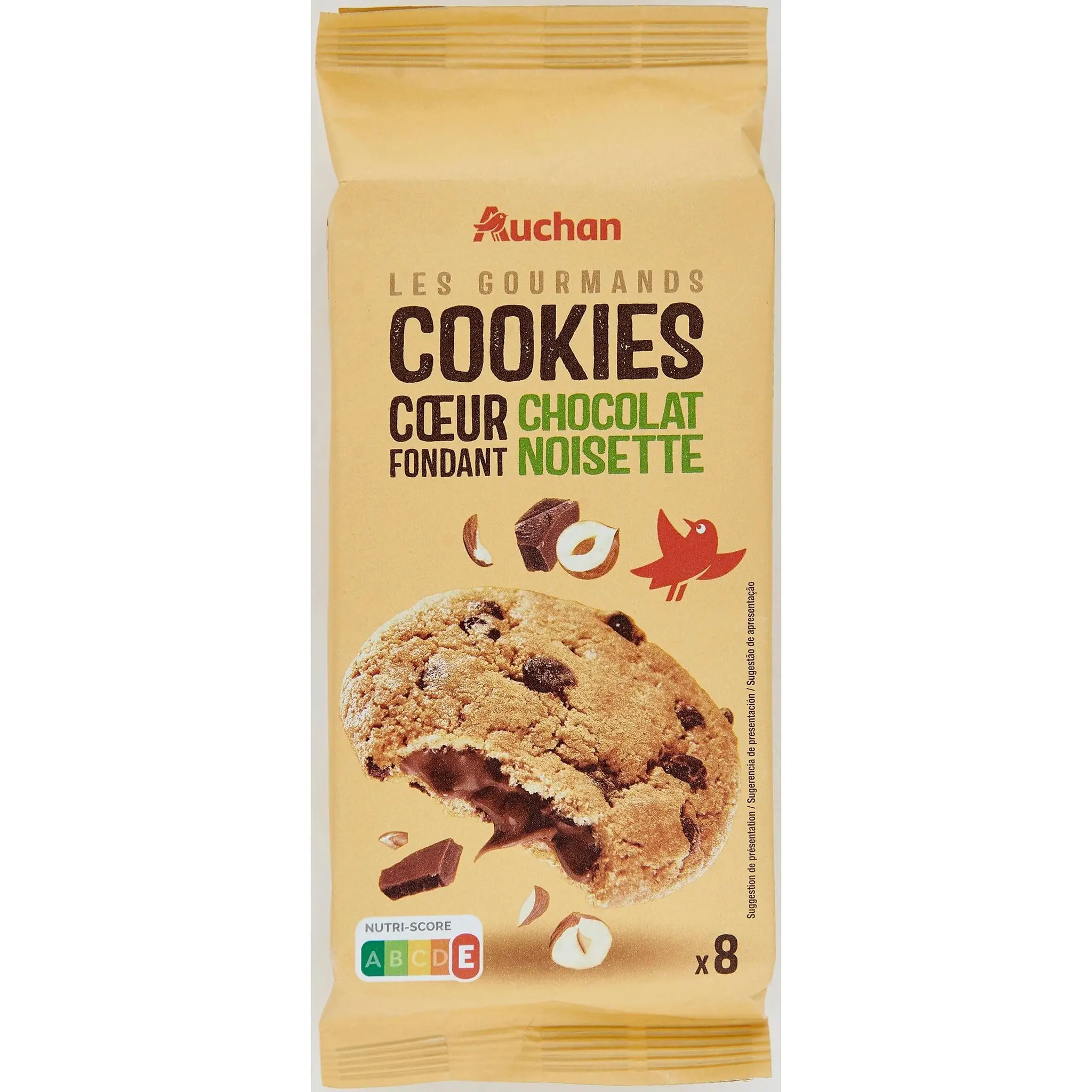 AUCHAN Cookies cœur fondant chocolat noisette