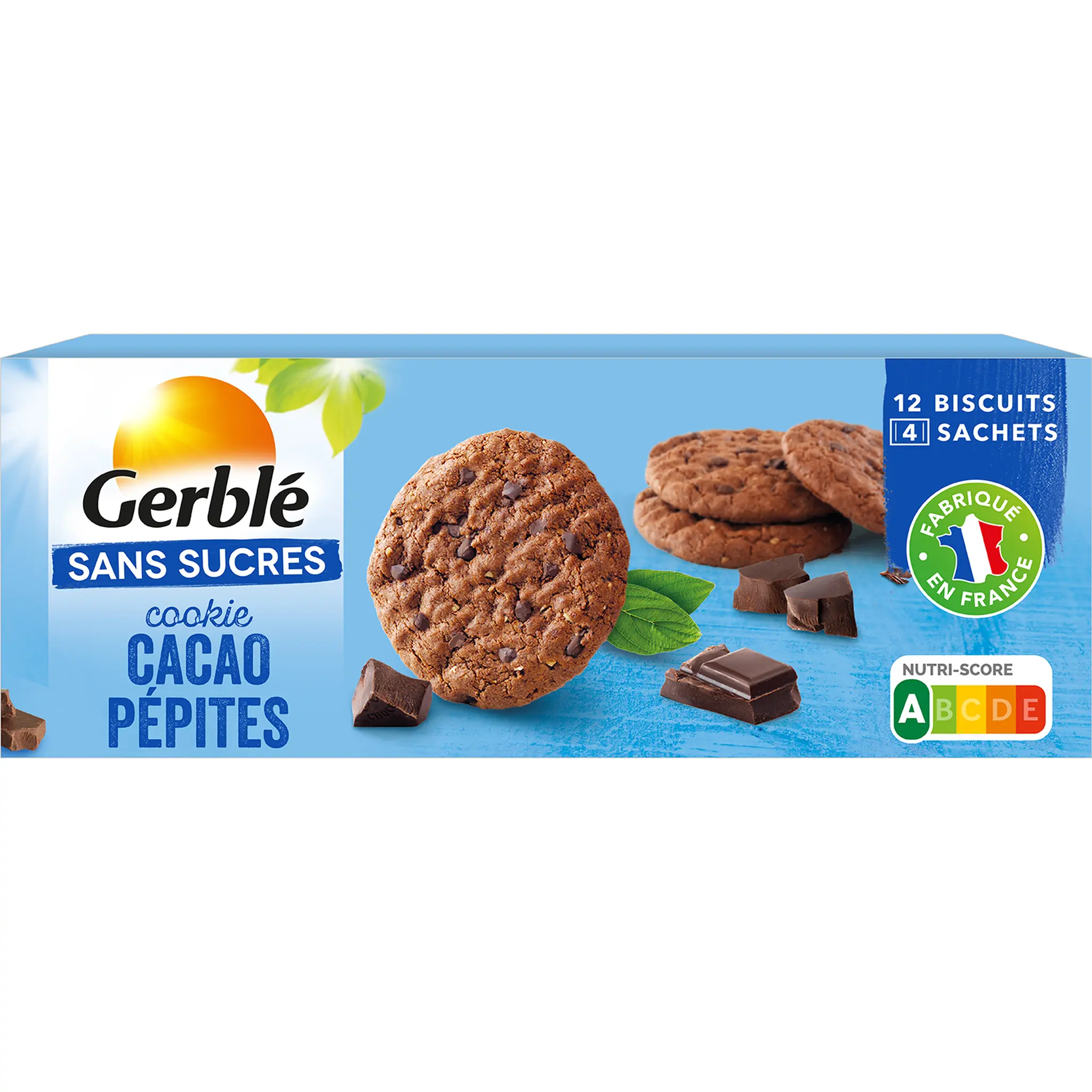 GERBLE Cookies cacao pépites sans sucres ajoutés