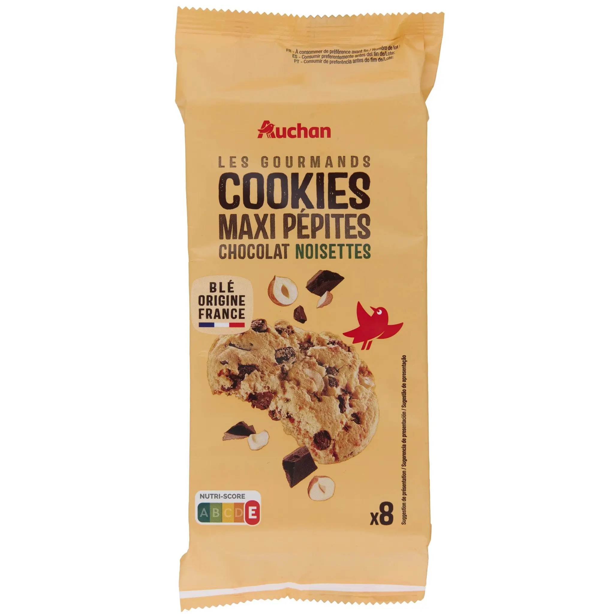AUCHAN Maxi cookies au chocolat et noisettes