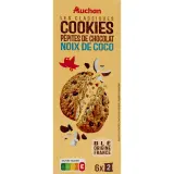 AUCHAN Cookies au chocolat avec pépites de chocolat et noix de coco