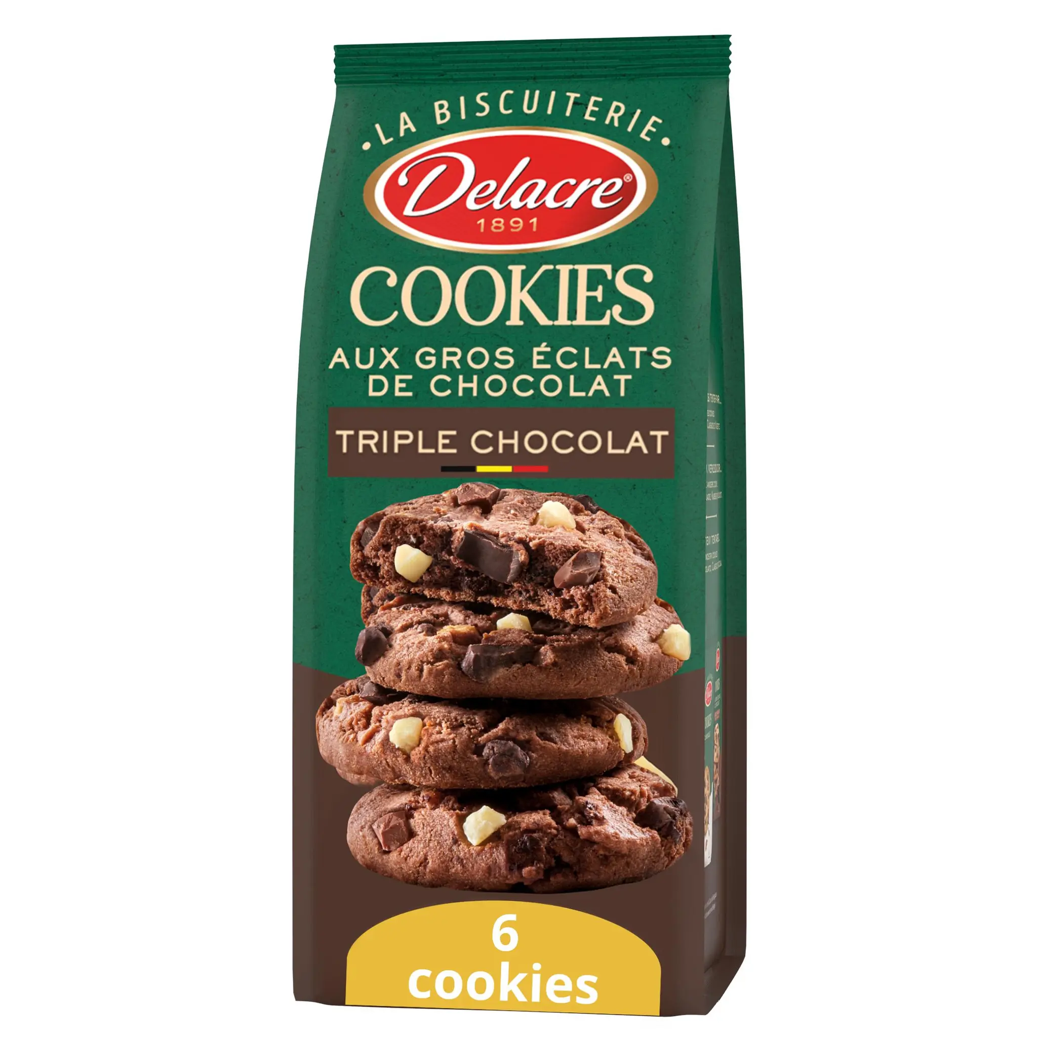 DELACRE Cookies aux gros éclats triple chocolat