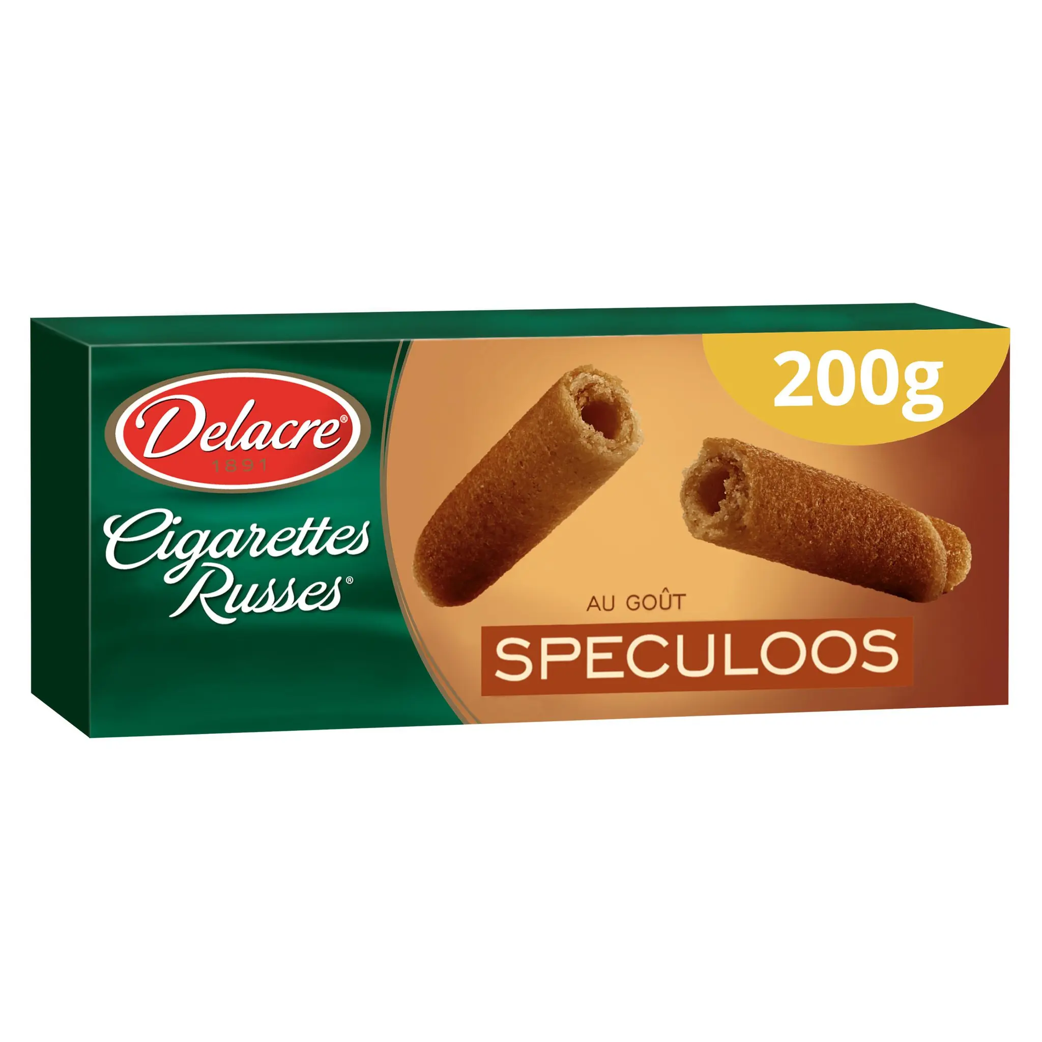 DELACRE Biscuits cigarettes russes dorées au four goût spéculoos