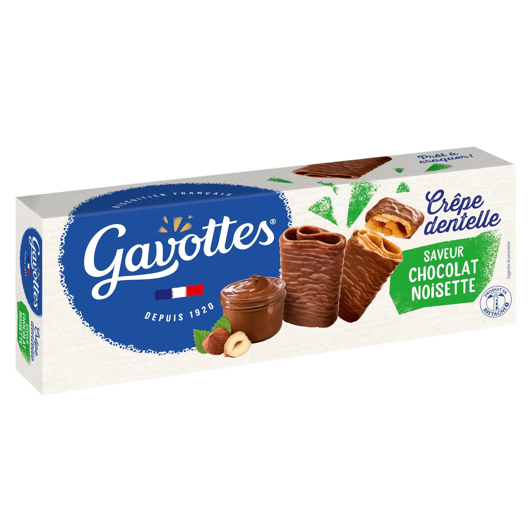 GAVOTTES Crêpes dentelle enrobées de chocolat au lait et saveur noisette