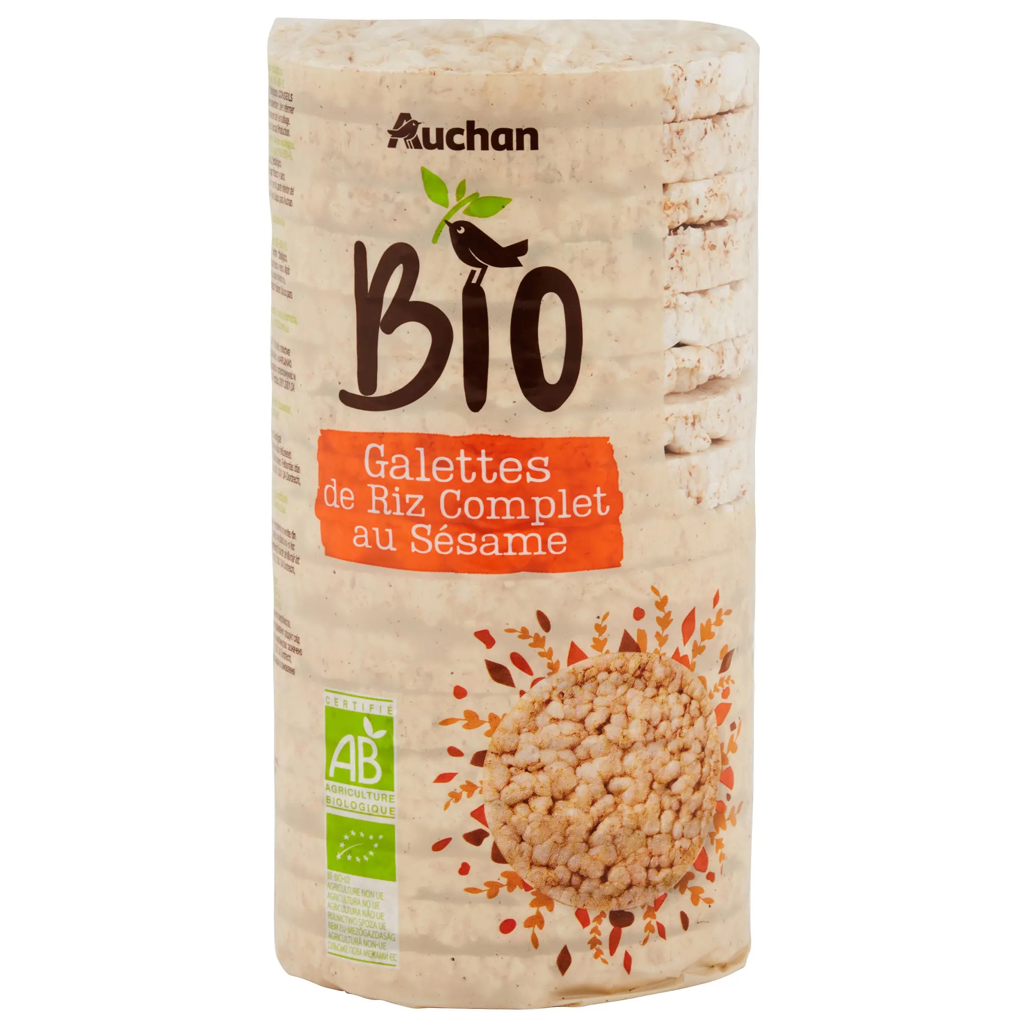 AUCHAN BIO Galettes de riz complet au sésame