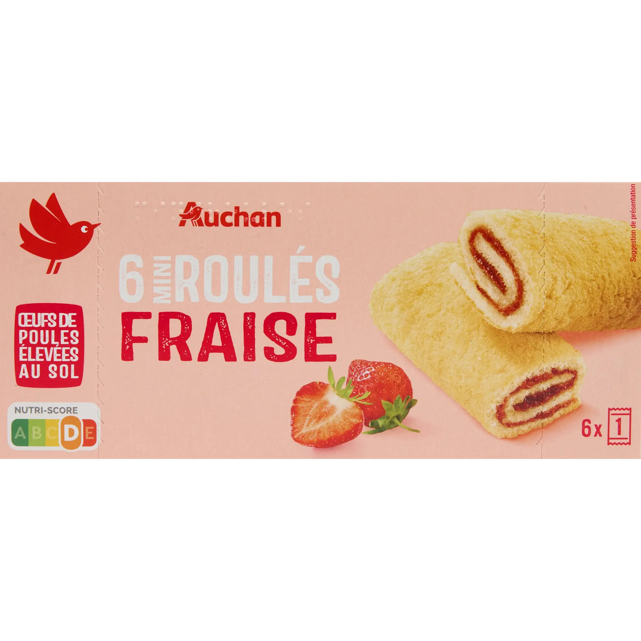 AUCHAN Mini roulés fraise sachets individuels
