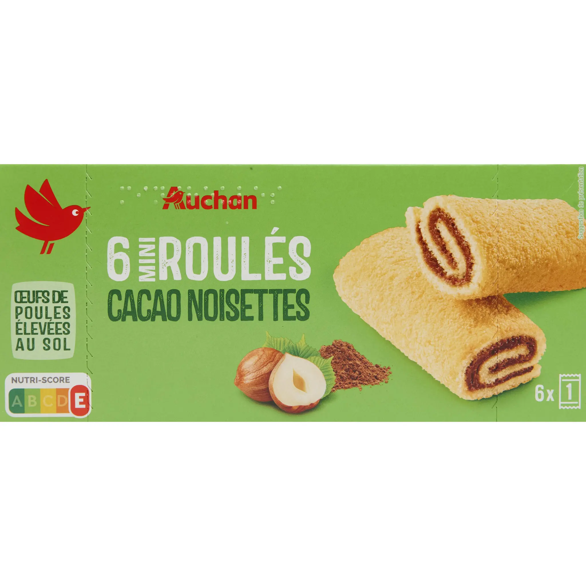 AUCHAN Mini roulés cacao noisette