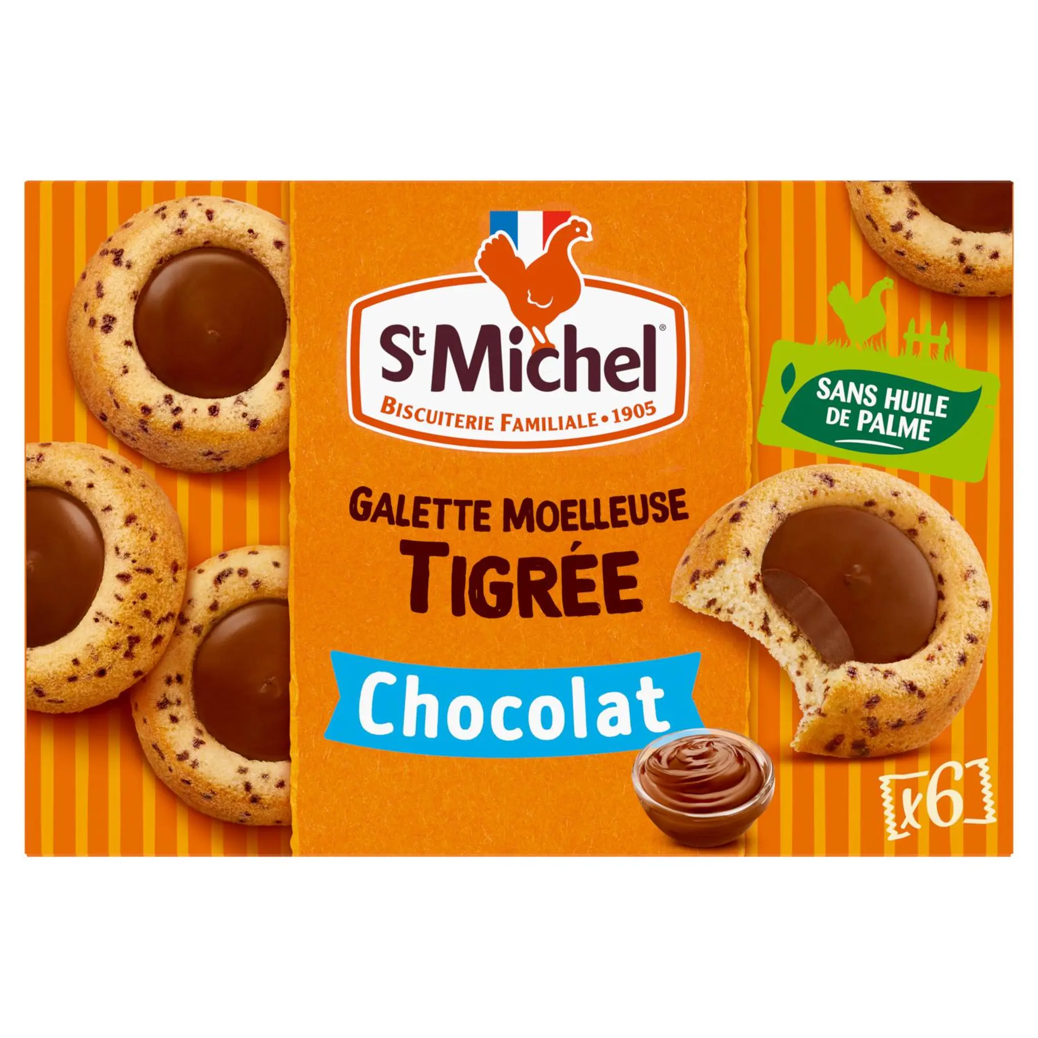 ST MICHEL Galette moelleuse tigrée au chocolat sachets individuels