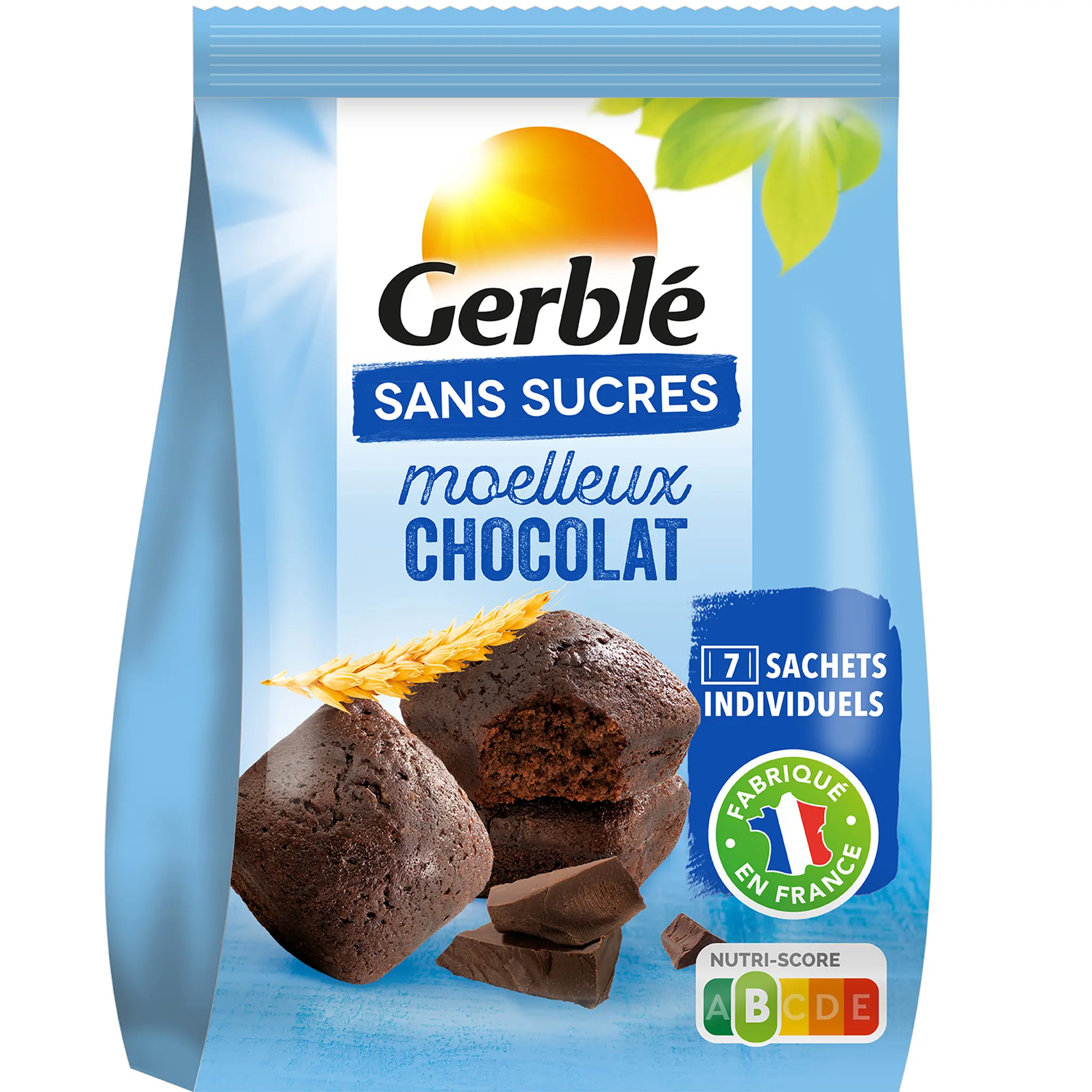 GERBLE Moelleux chocolat sans sucres sachets individuels