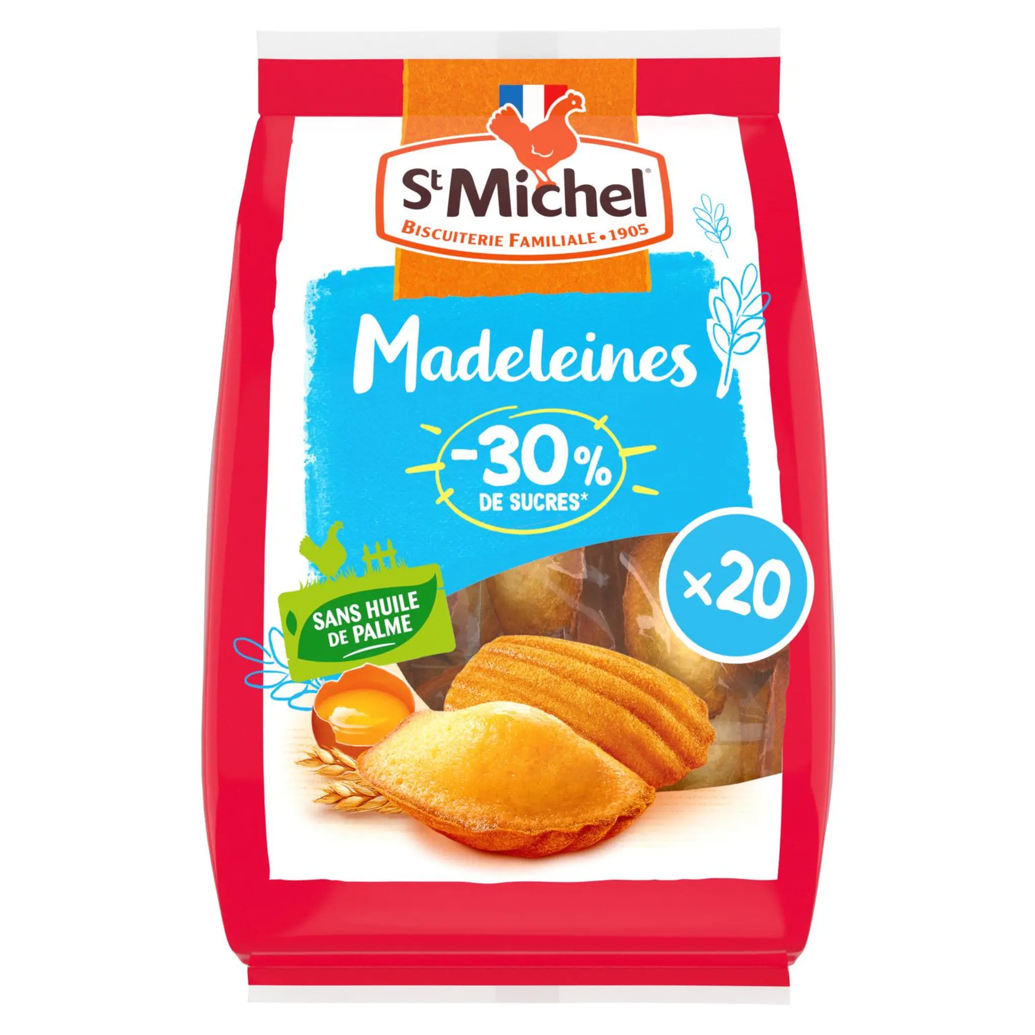 ST MICHEL Madeleines réduites en sucres moelleuses sachets individuels