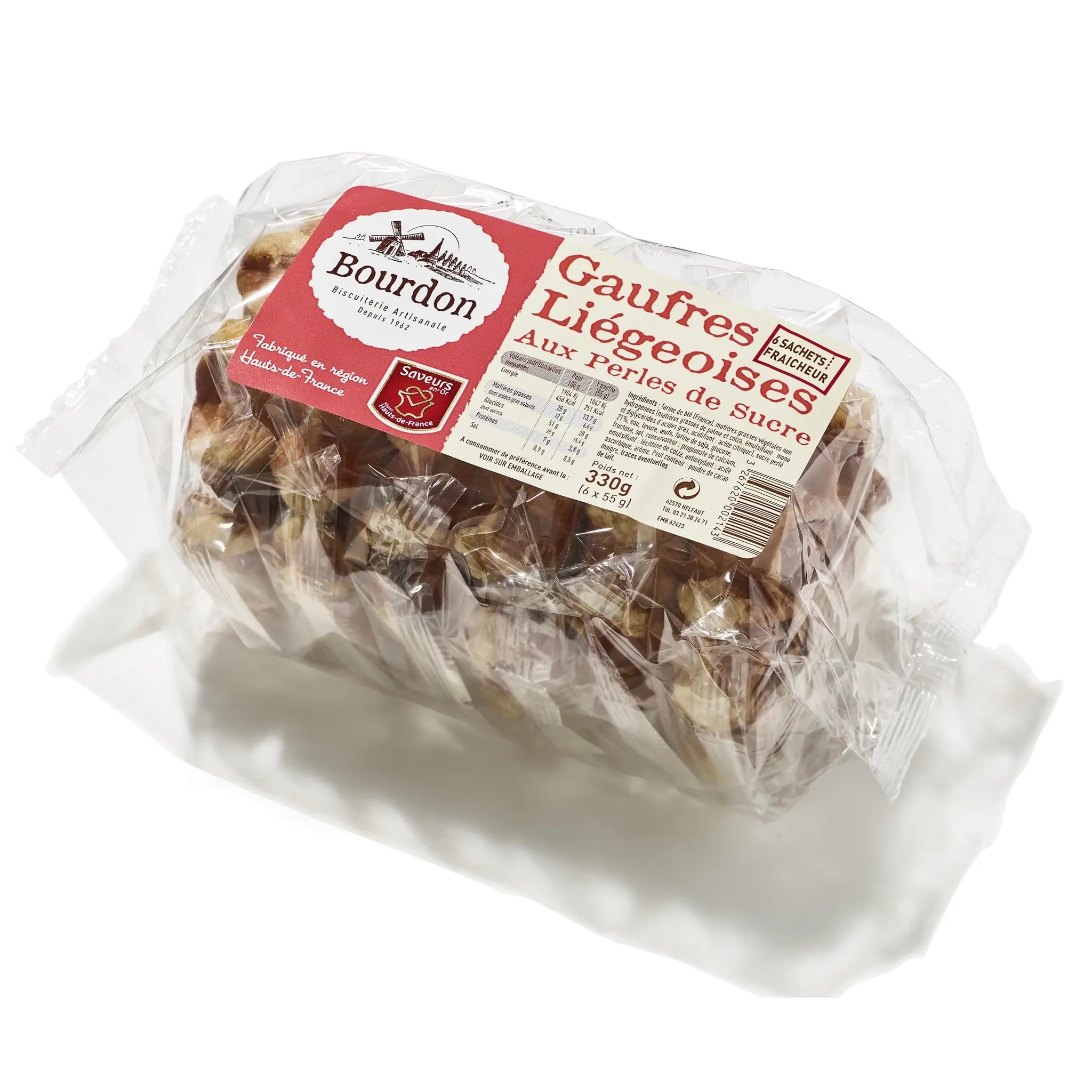BOURDON Gaufres liégeoises aux perles de sucre sachets individuels