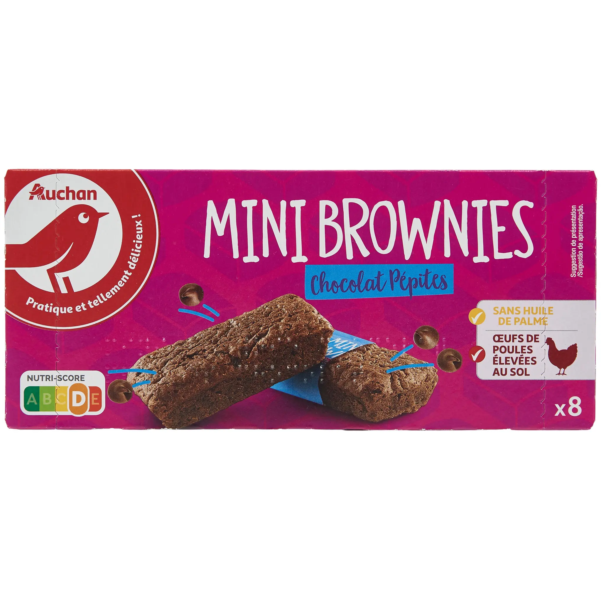 AUCHAN Mini brownies aux pépites de chocolat sachets individuels
