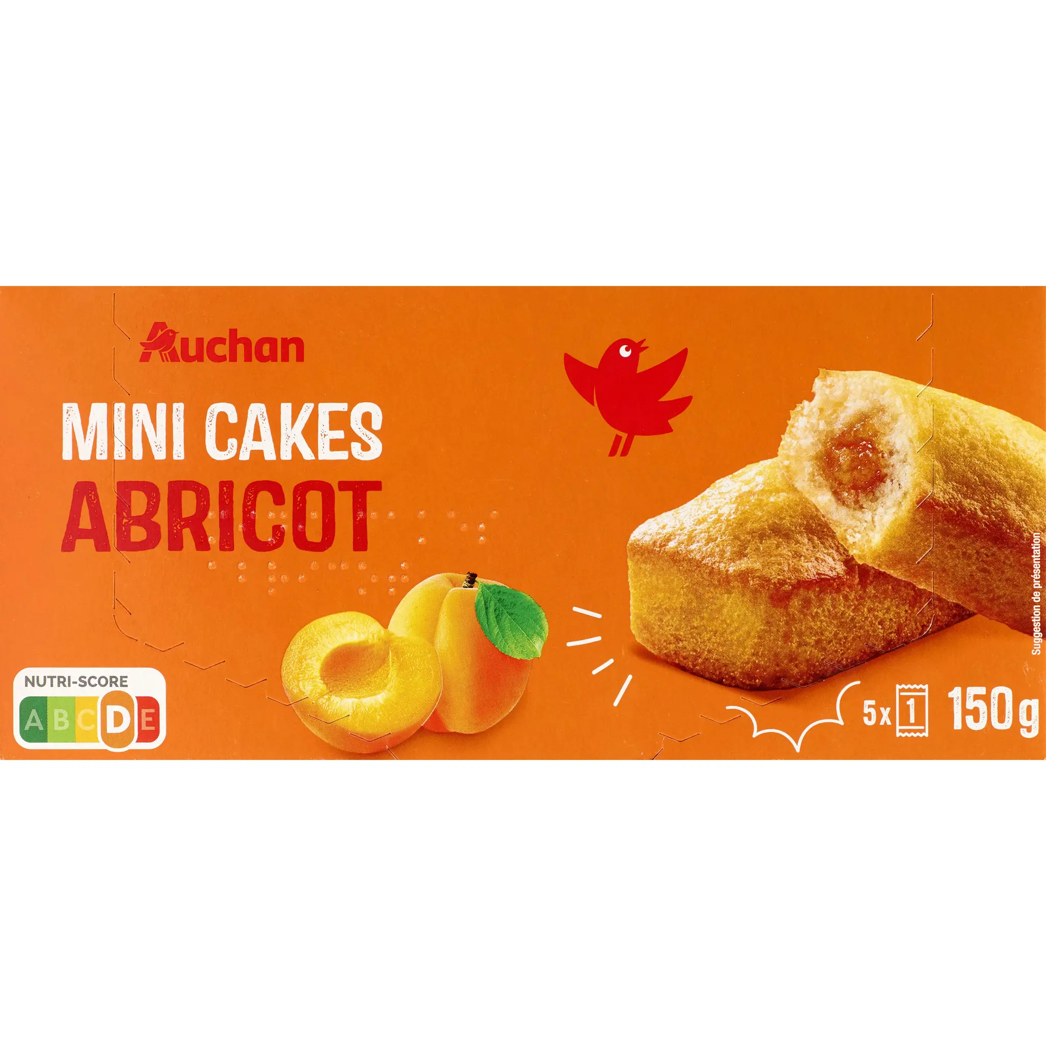 AUCHAN Mini cakes fourrés abricot sans huile de palme sachets individuels