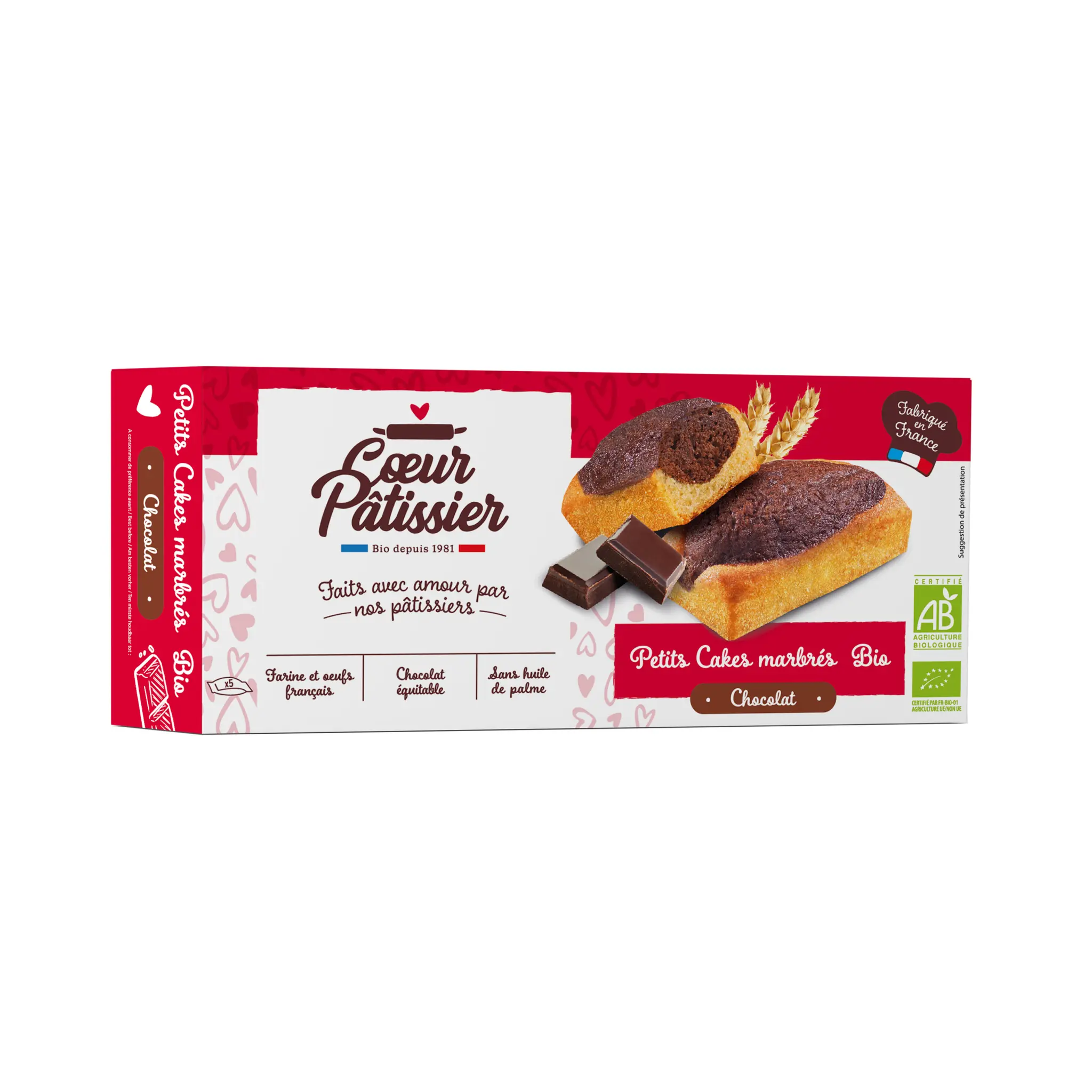 COEUR PATISSIER Petits cakes marbrés bio au chocolat sans huile de palme