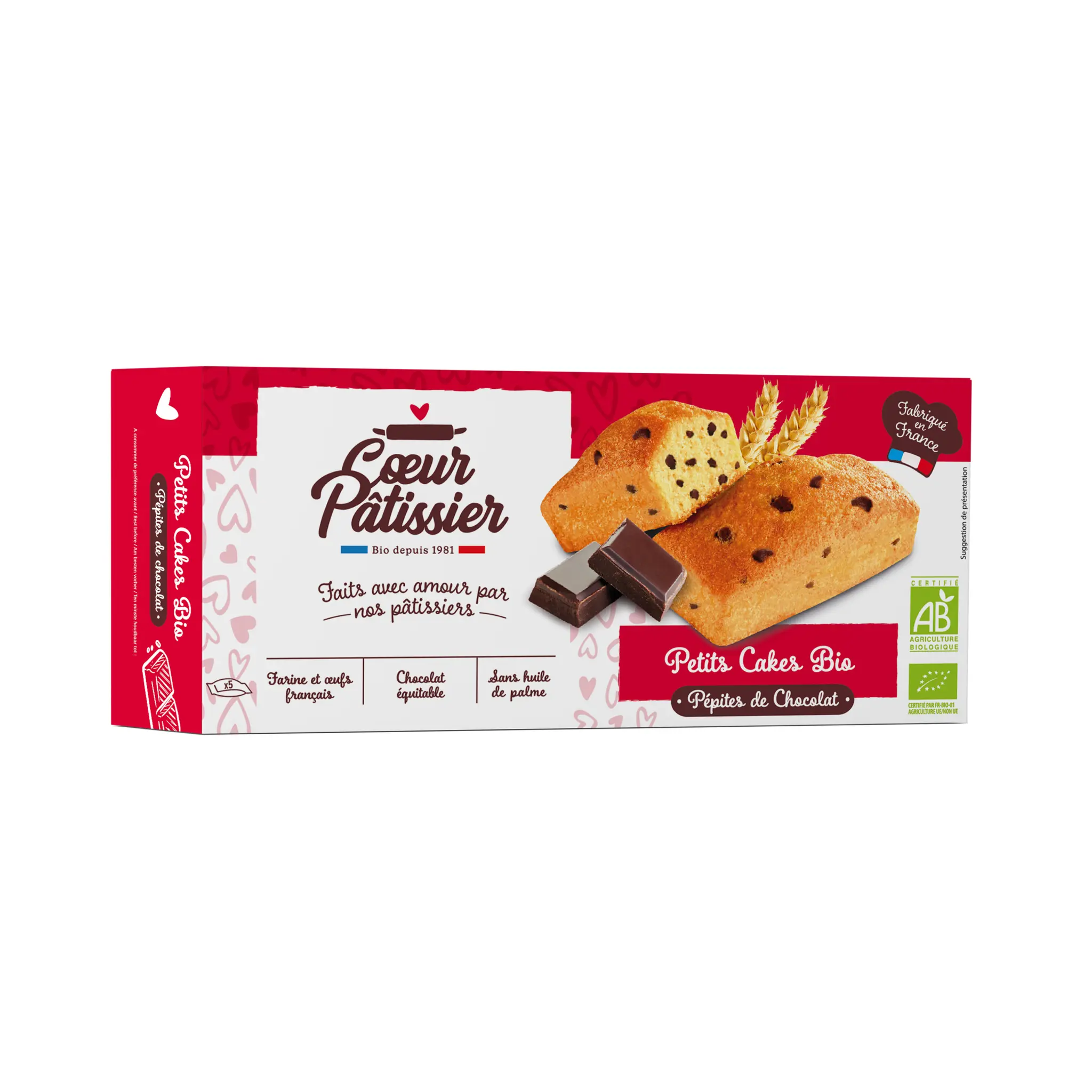 COEUR PATISSIER Petits cakes bio aux pépites de chocolat