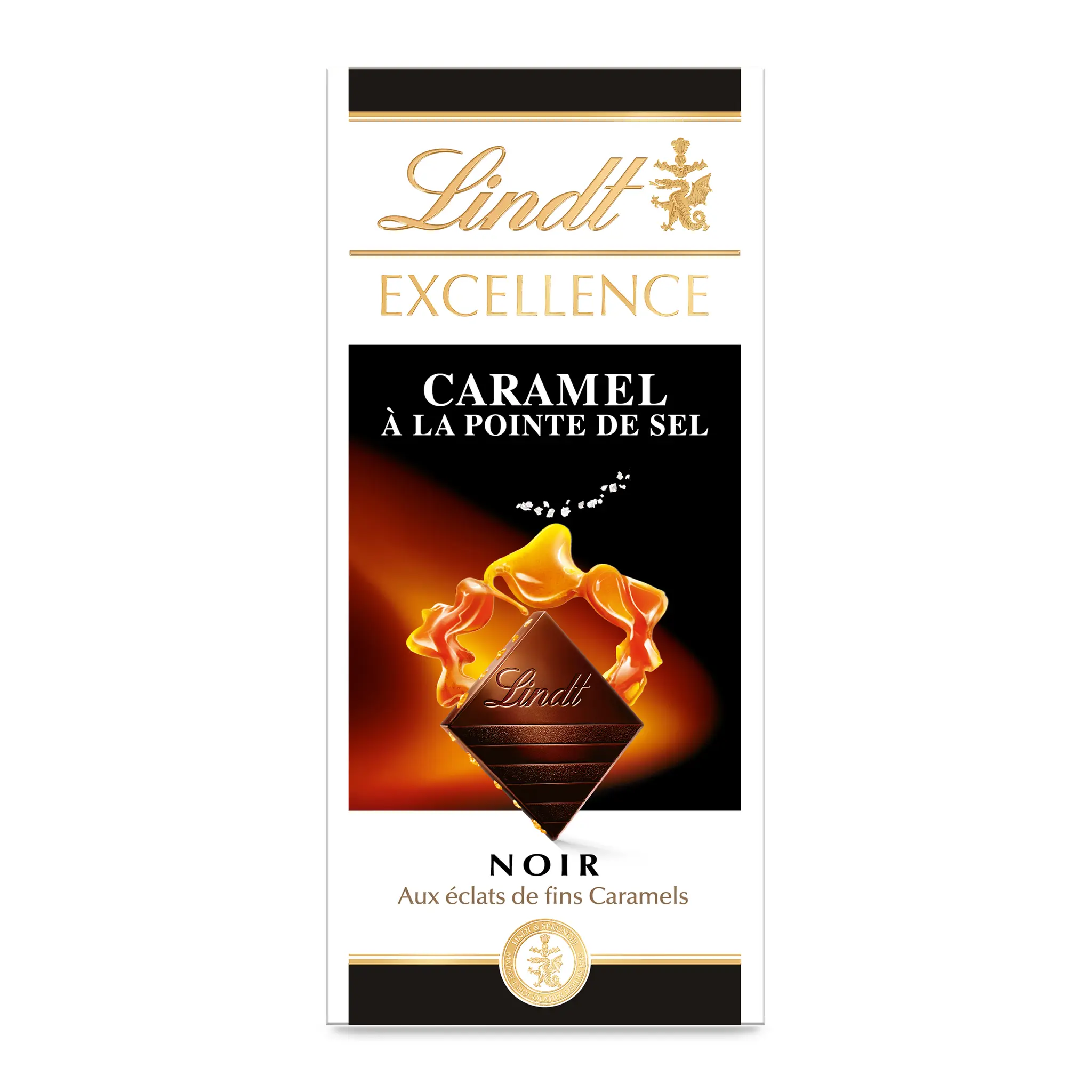 LINDT Excellence Tablette de chocolat noir dégustation caramel et pointe de sel