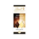 LINDT Excellence tablette de chocolat fusion noir 70% et blanc