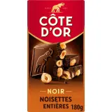 COTE D'OR Tablette de chocolat noir et noisettes entières
