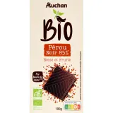 AUCHAN BIO CULTIVONS LE BON Tablette de chocolat noir 85% cacao Pérou boisé et fruité