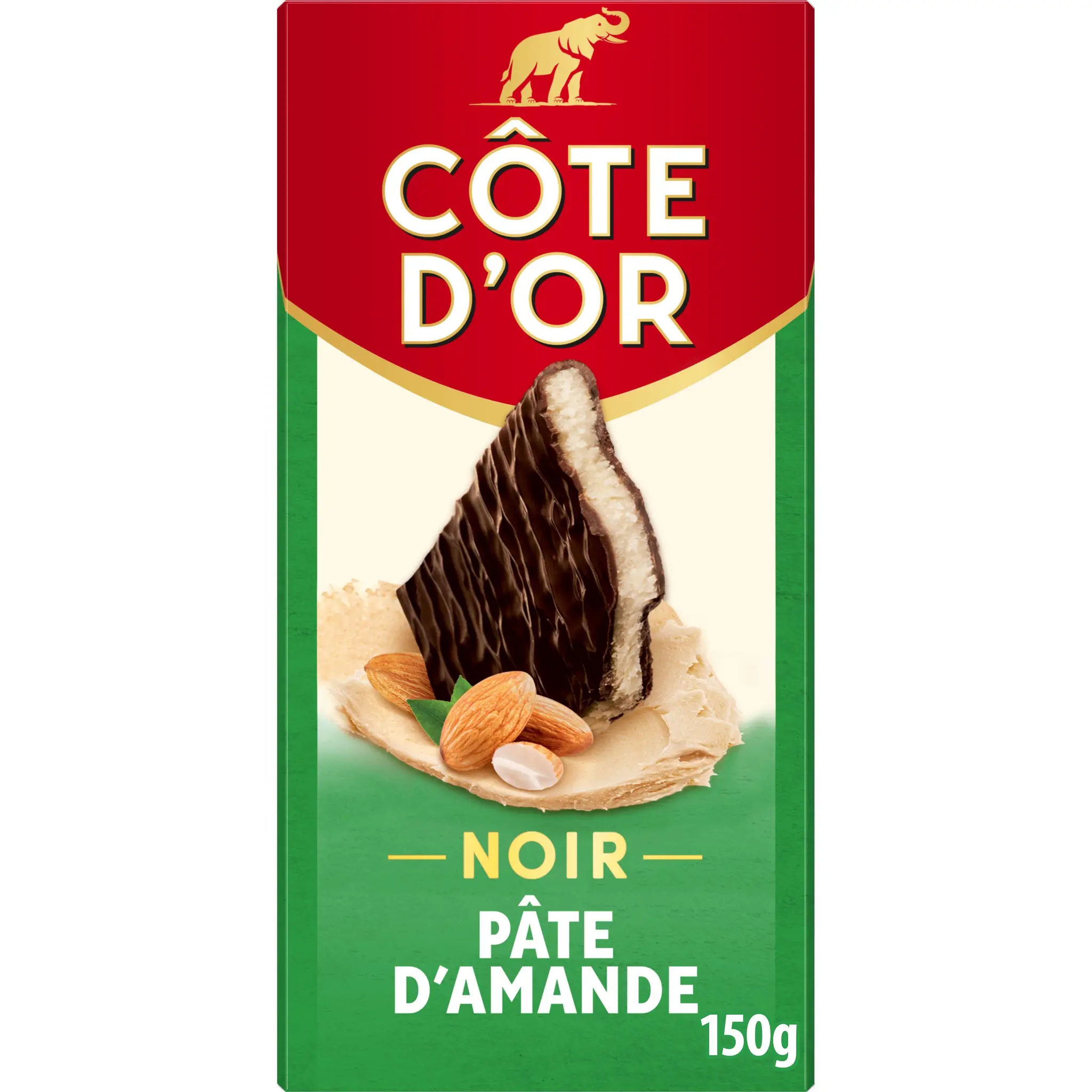 COTE D'OR Tablette de chocolat noir fourré à la pâte d'amande
