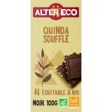 ALTER ECO Tablette de chocolat noir et quinoa soufflé bio et équitable du Pérou