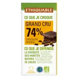 ETHIQUABLE Tablette de chocolat noir bio 74% cacao grand cru
