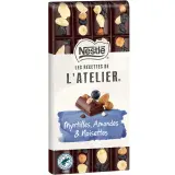 NESTLE Les Recettes de l'Atelier Tablette de chocolat noir myrtilles amandes et noisettes