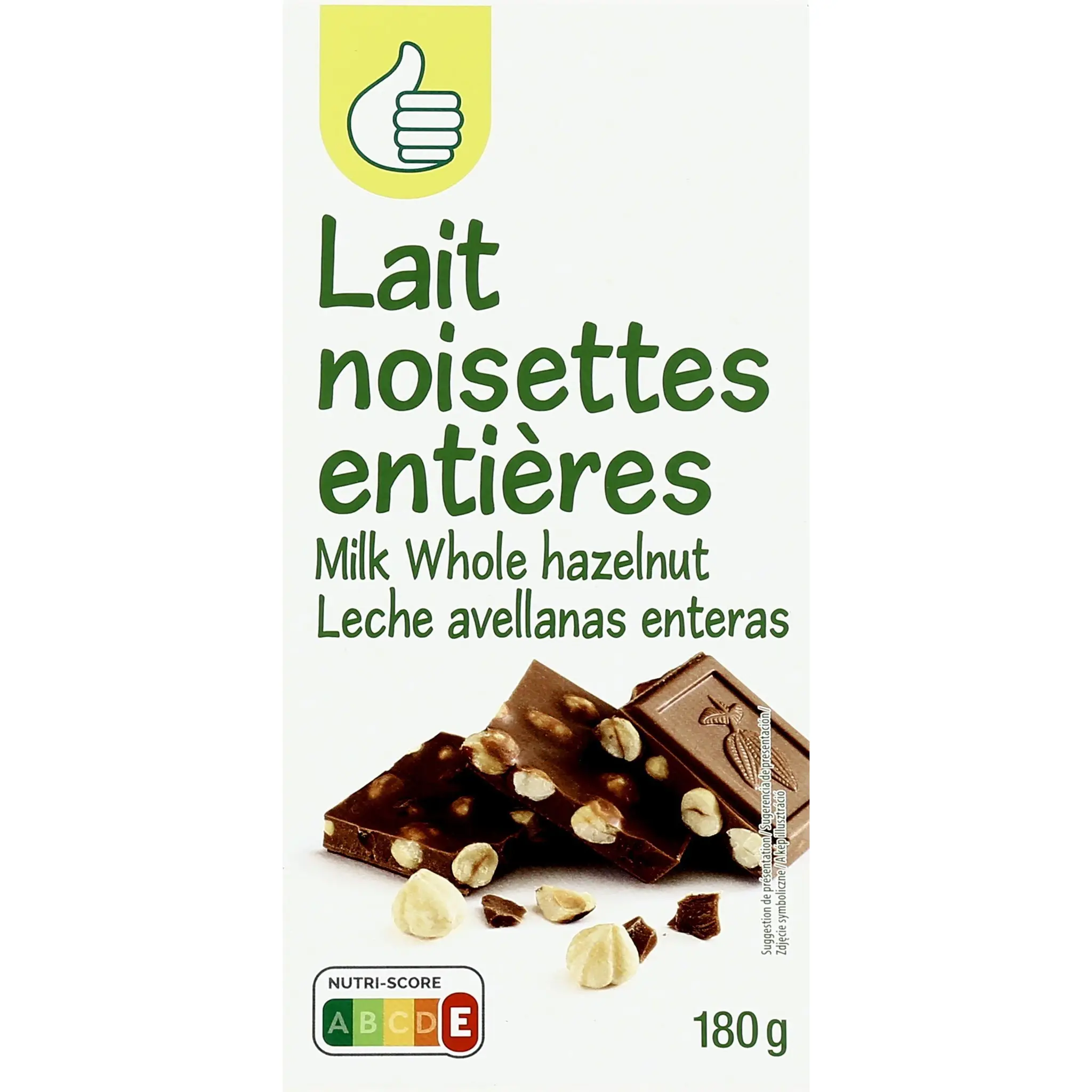POUCE Tablette de chocolat au lait noisettes entières