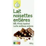 POUCE Tablette de chocolat au lait noisettes entières