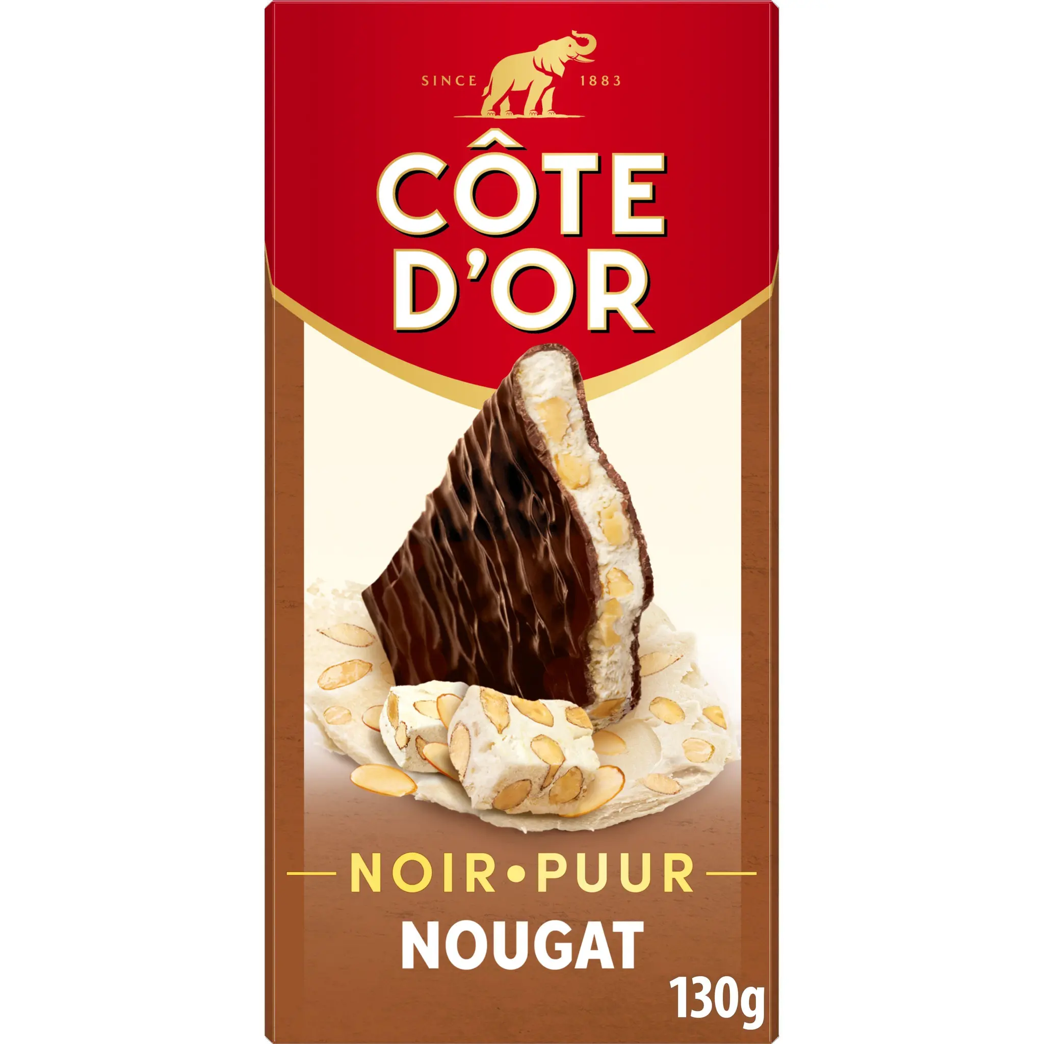 COTE D'OR Tablette de chocolat noir fourré nougat