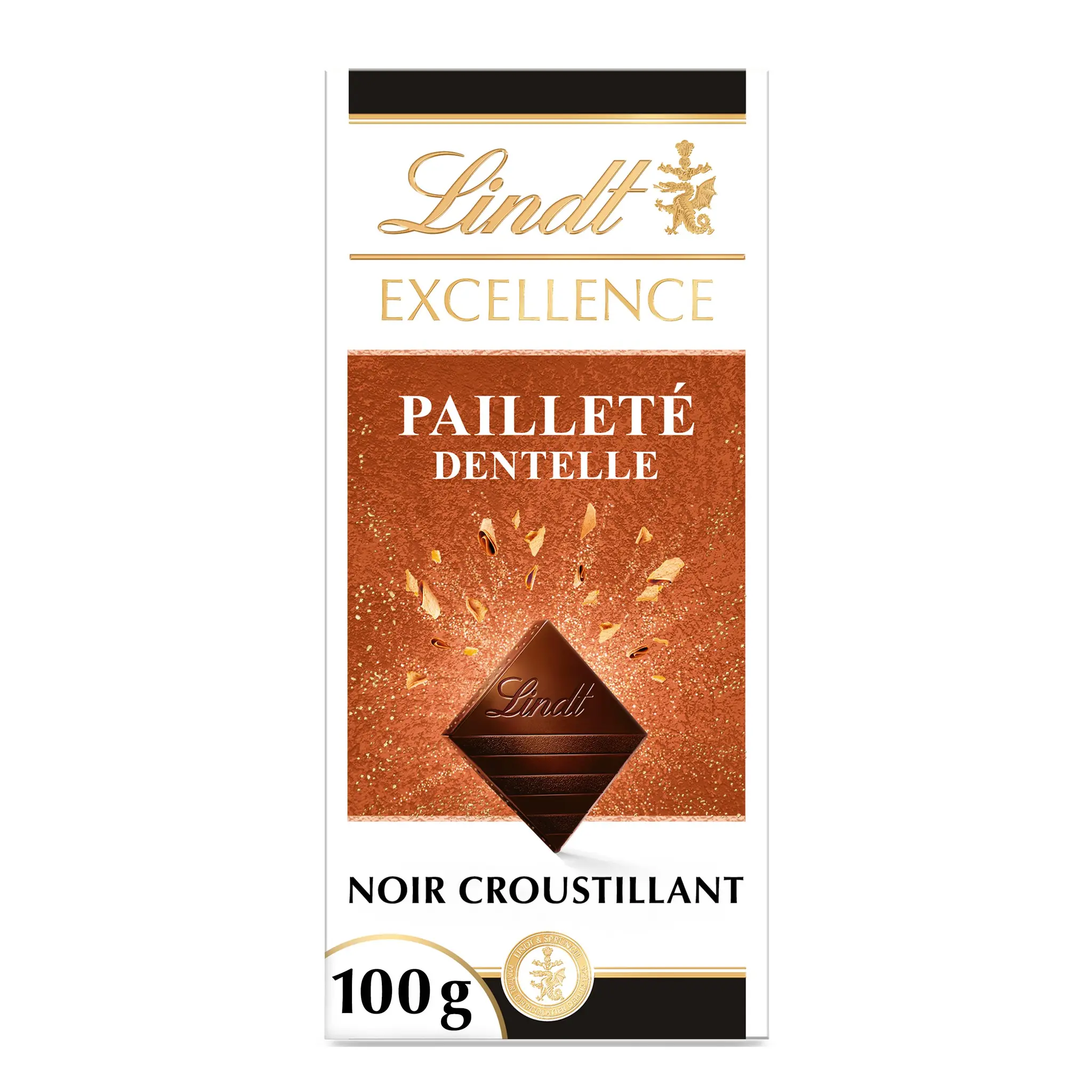 LINDT Excellence Tablette de chocolat noir pailleté dentelle