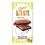 POULAIN 1848 Tablette de chocolat noir et lait aux éclats de noisette recto verso