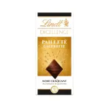 LINDT Excellence Tablette de chocolat noir pailleté et gaufrette